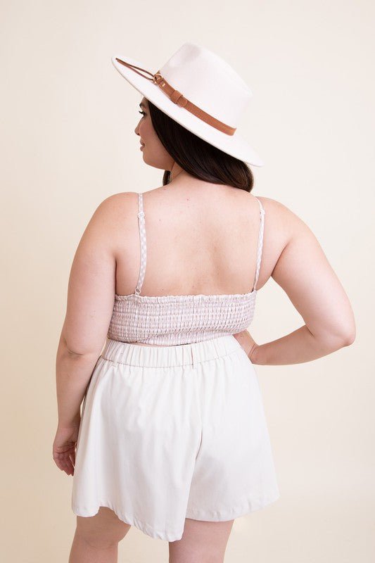 Plus Size Gingham Smocked Bralette - ivyandlavyboutique Leto Accessories