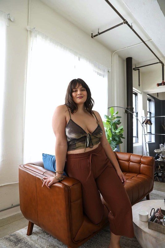 Plus Size Tie Dye Mesh Keyhole Front Brami Top - ivyandlavyboutique Leto Accessories