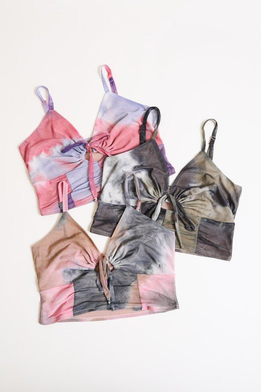 Plus Size Tie Dye Mesh Keyhole Front Brami Top - ivyandlavyboutique Leto Accessories