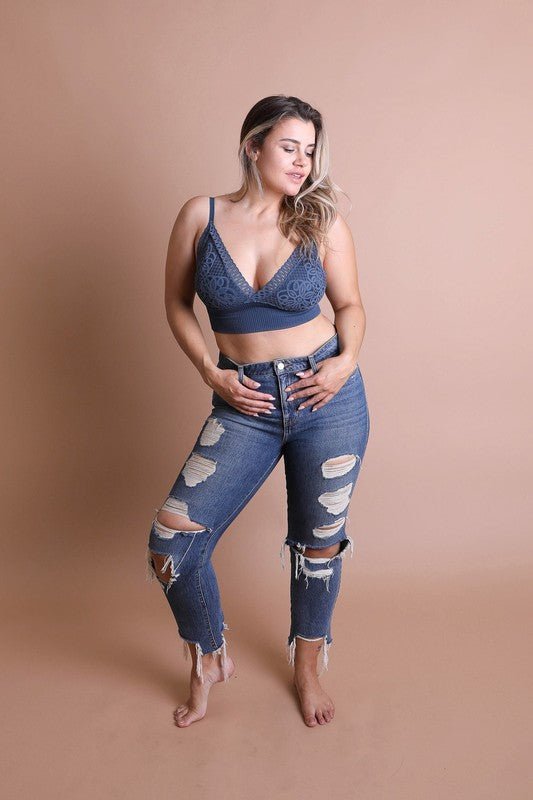 Plus Size Waistband Loop Lace Brami - ivyandlavyboutique Leto Accessories