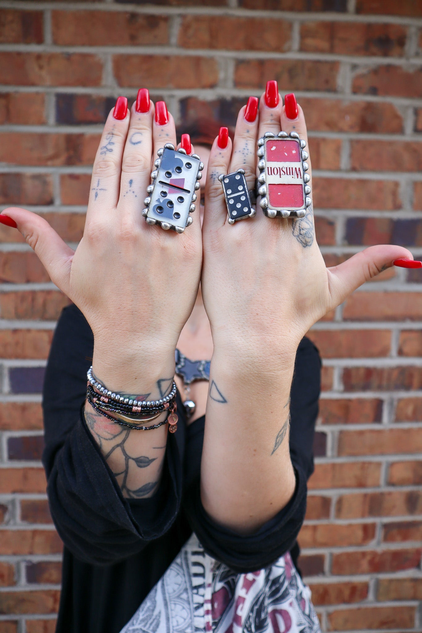 Poker Domino Metal Rings - ivyandlavyboutique Art by Amy