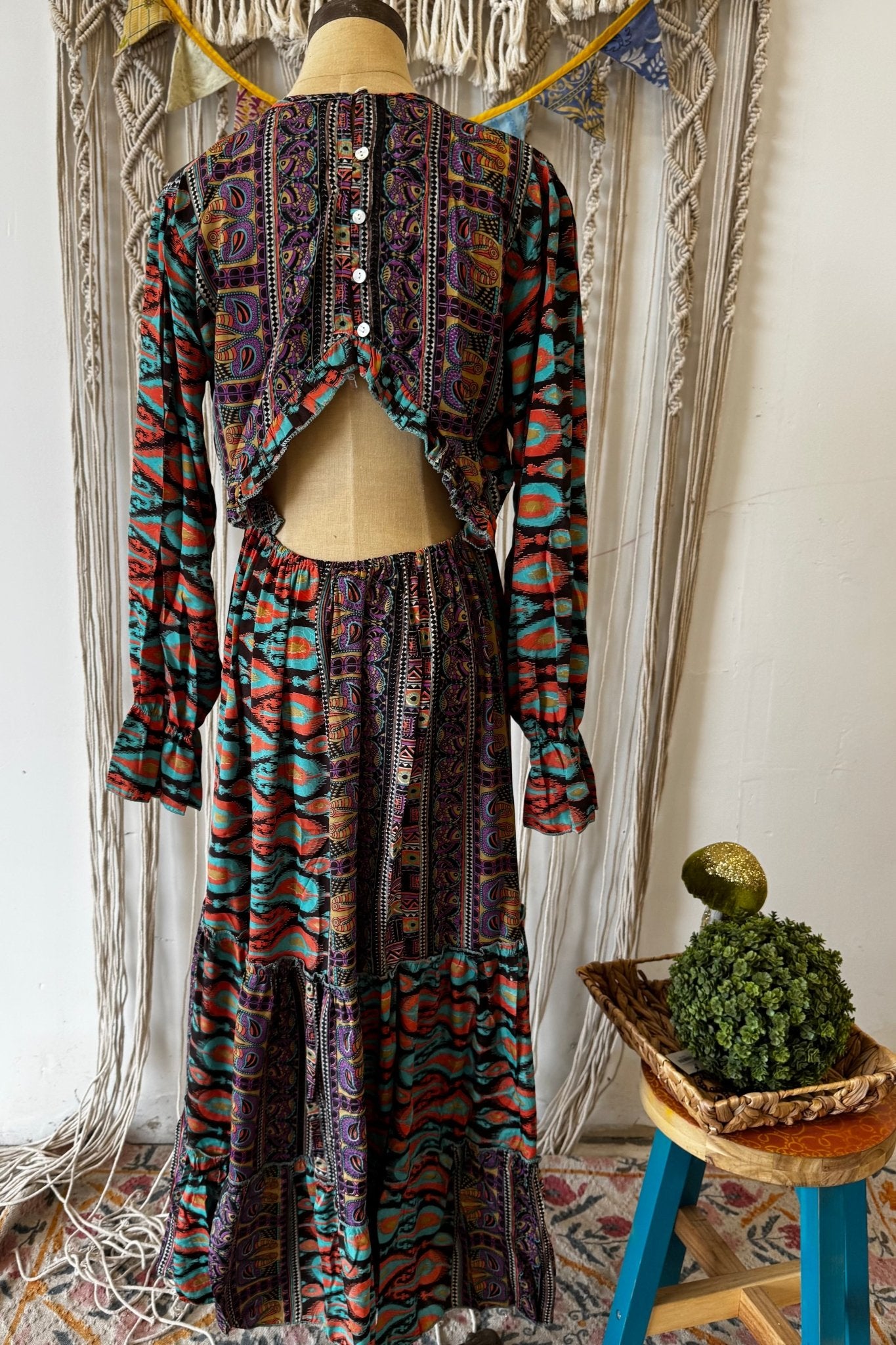 Poly Silk Button Back Dress Combo D - ivyandlavyboutique Karma Highway