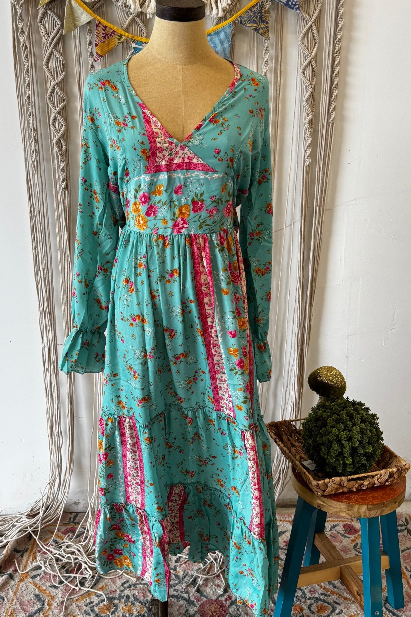 Poly Silk Button Back Dress Combo E - ivyandlavyboutique Karma Highway