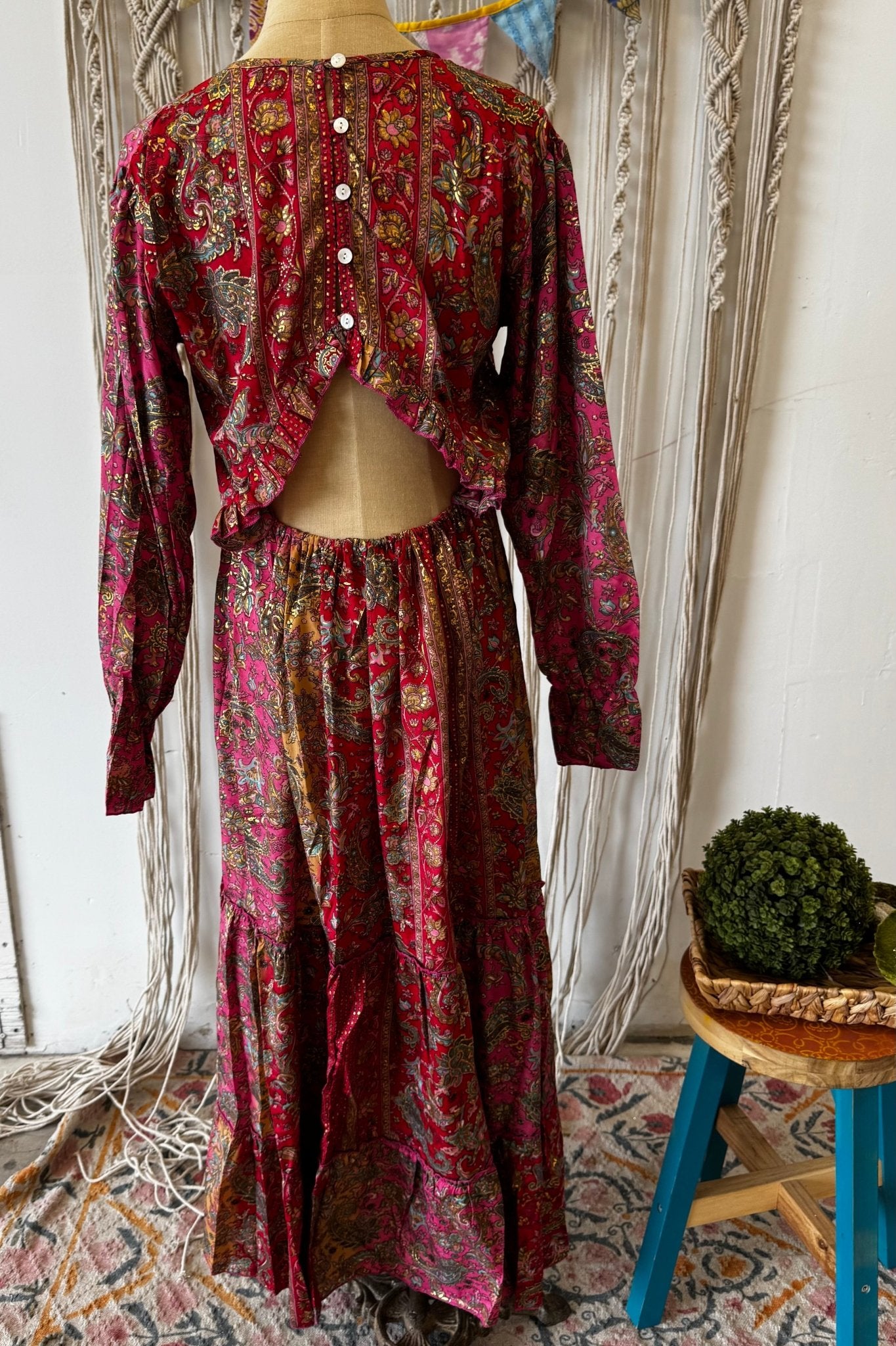 Poly Silk Button Back Dress Combo H - ivyandlavyboutique Karma Highway