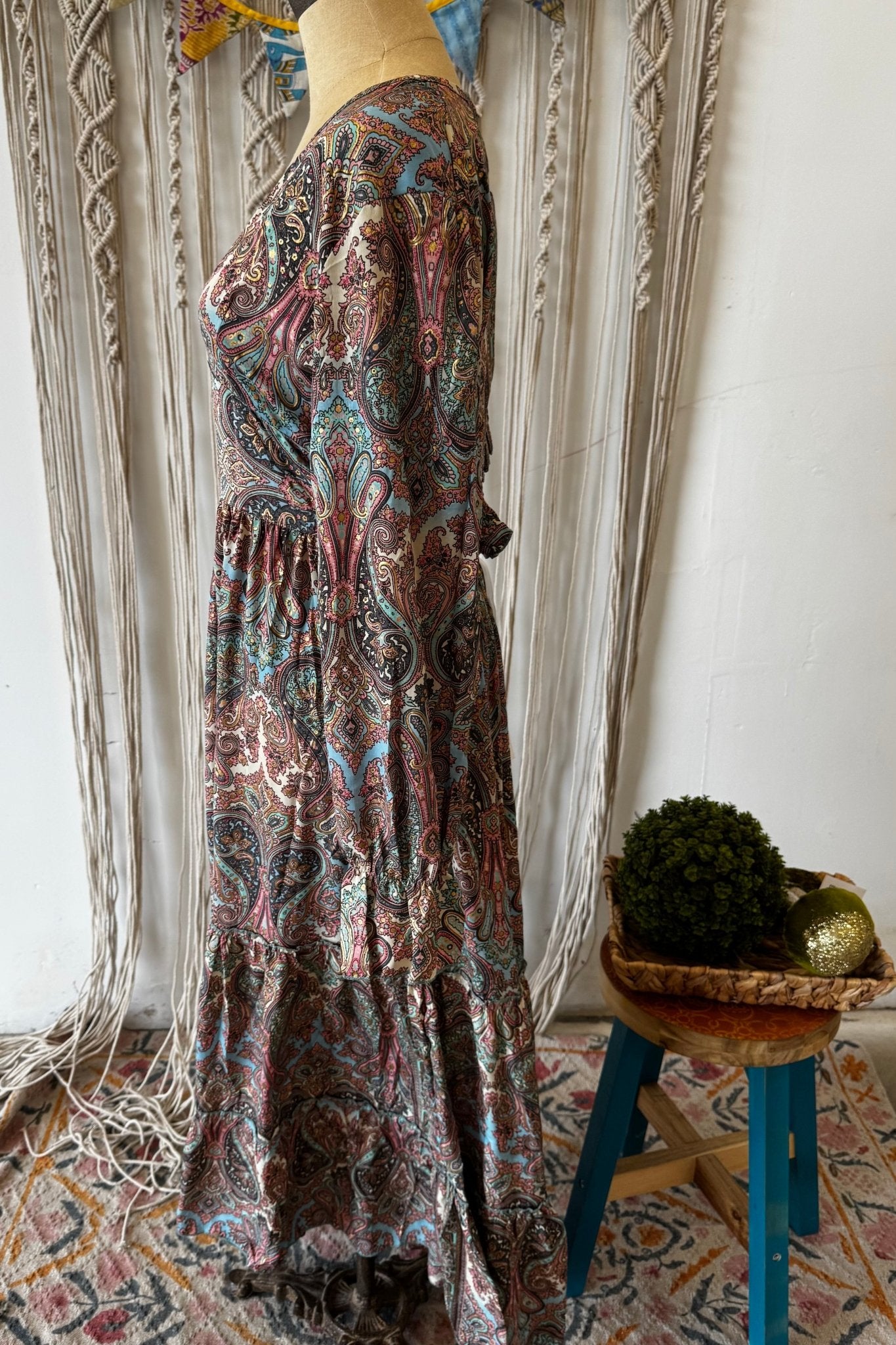 Poly Silk Button Back Dress Combo L - ivyandlavyboutique Karma Highway