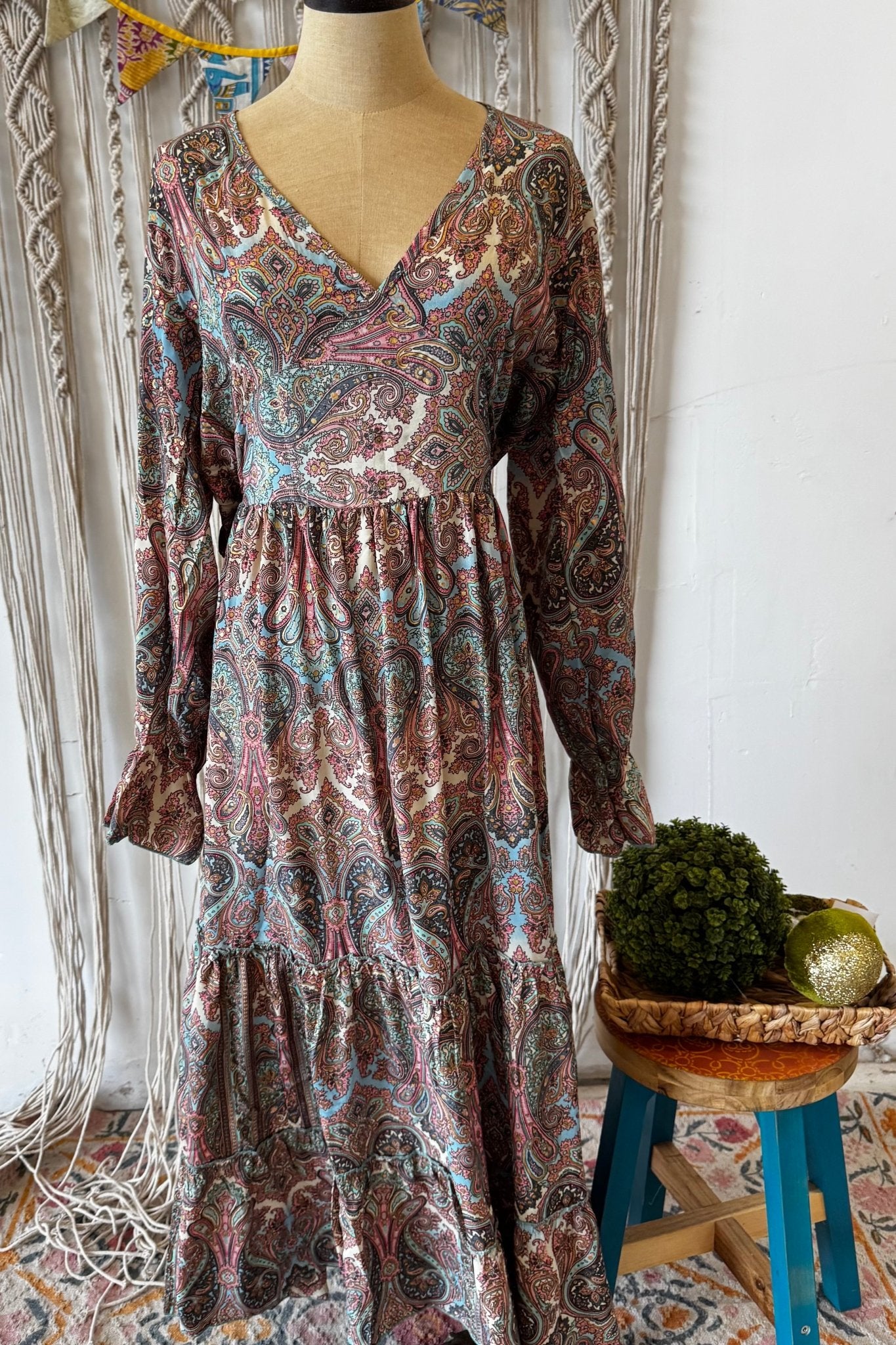 Poly Silk Button Back Dress Combo L - ivyandlavyboutique Karma Highway