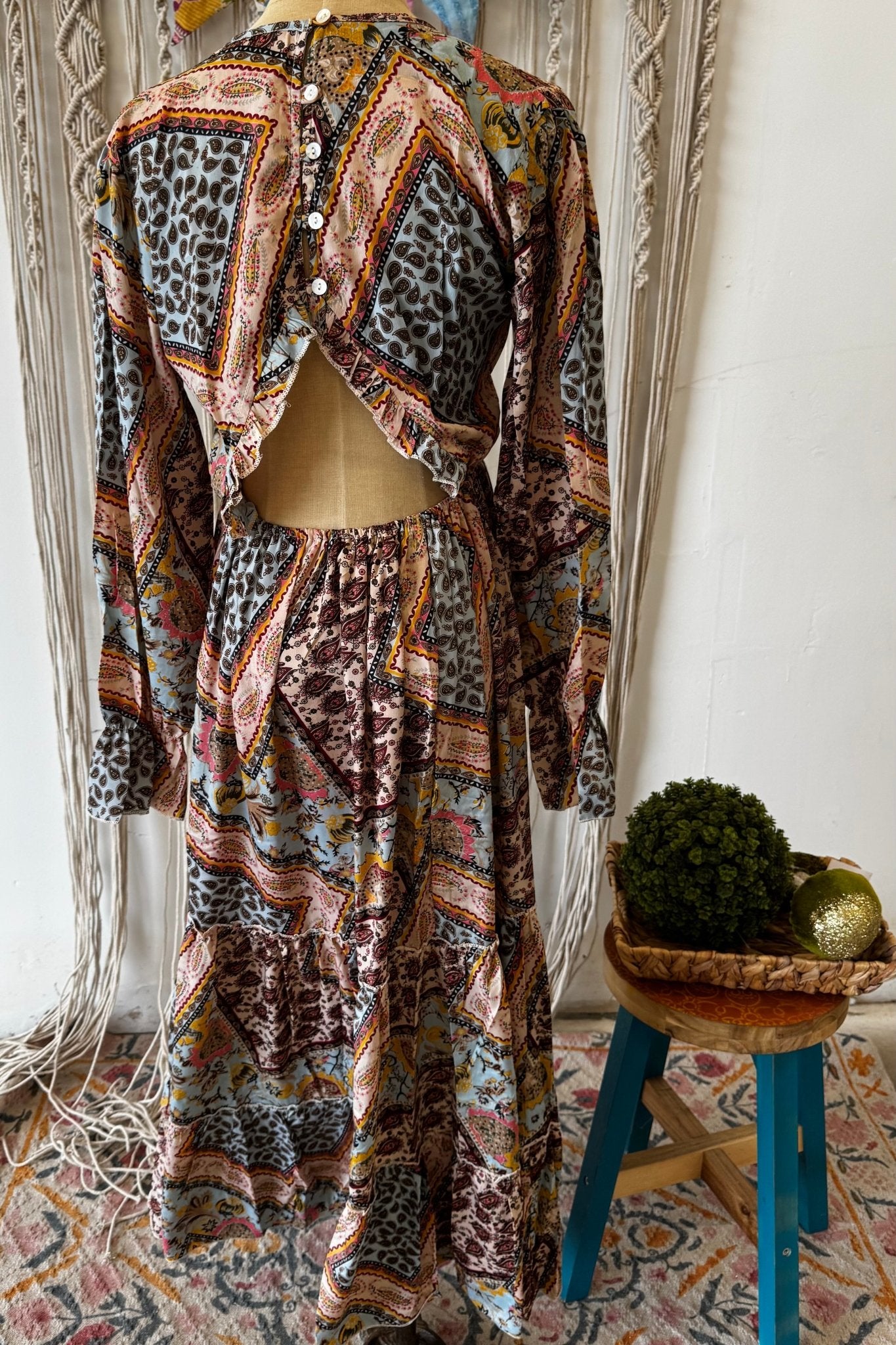 Poly Silk Button Back Dress Combo M - ivyandlavyboutique Karma Highway