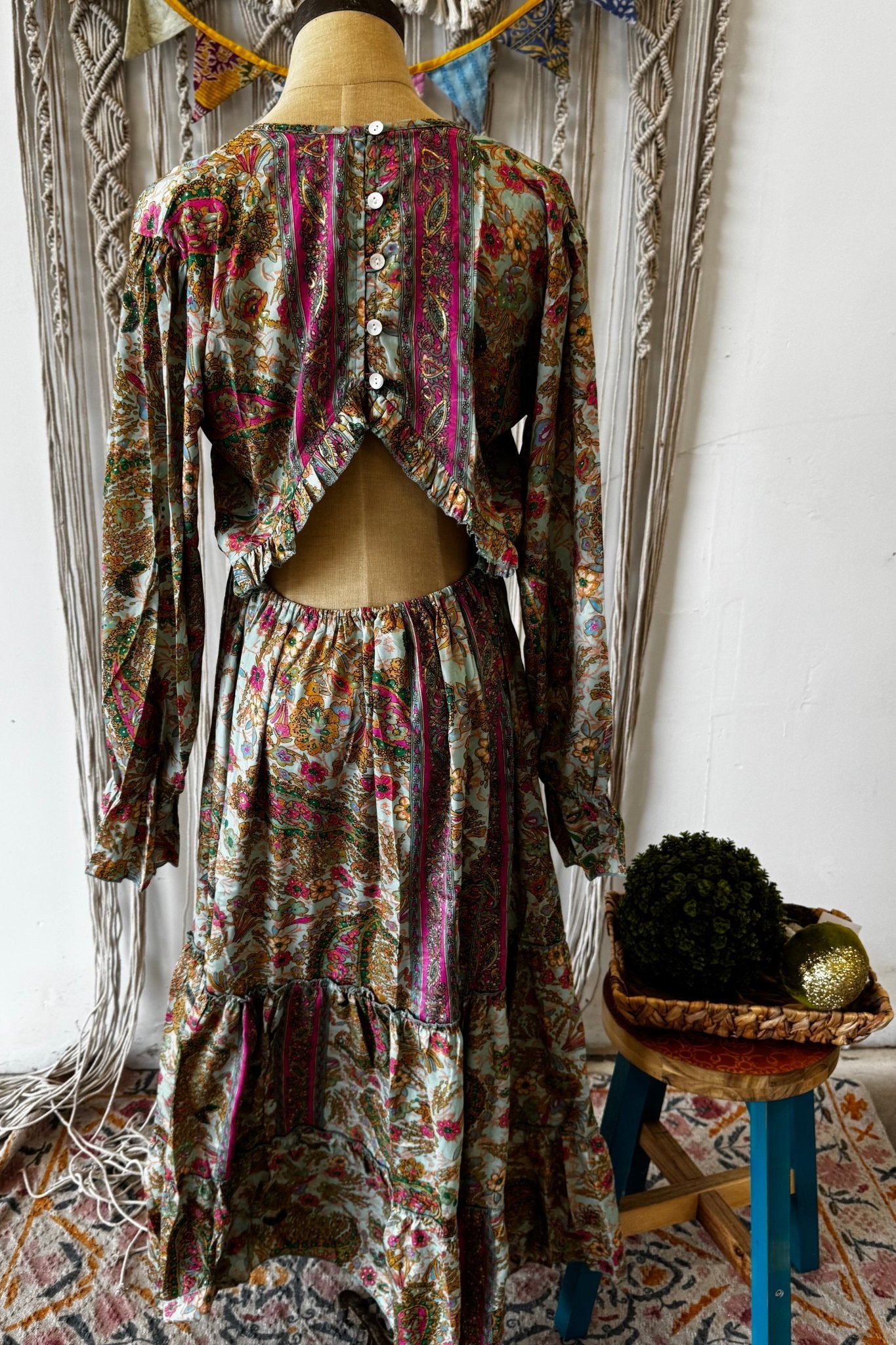 Poly Silk Button Back Dress Combo O - ivyandlavyboutique Karma Highway