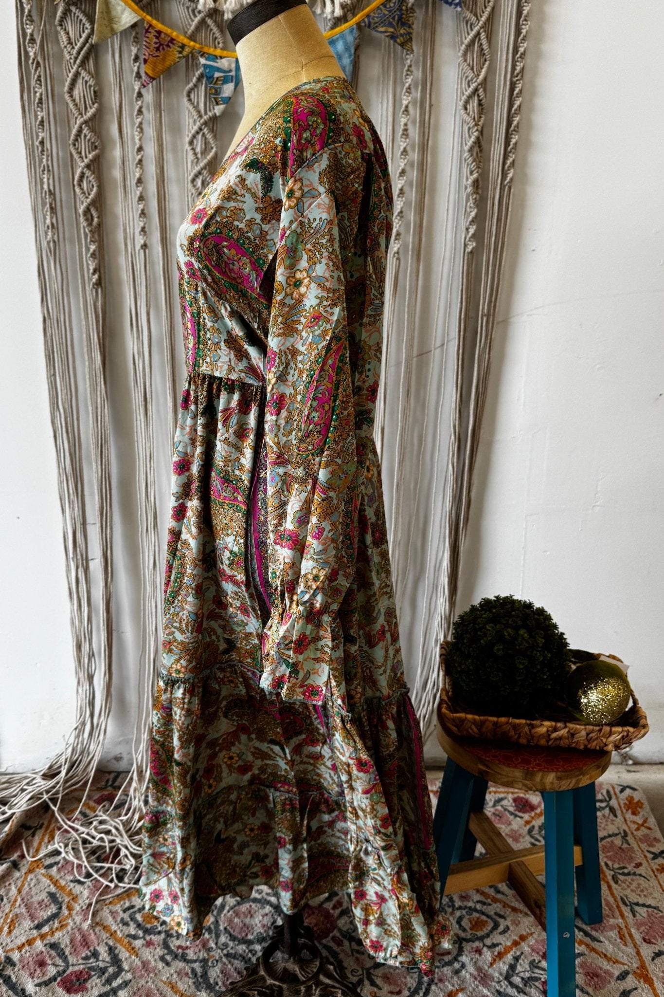 Poly Silk Button Back Dress Combo O - ivyandlavyboutique Karma Highway