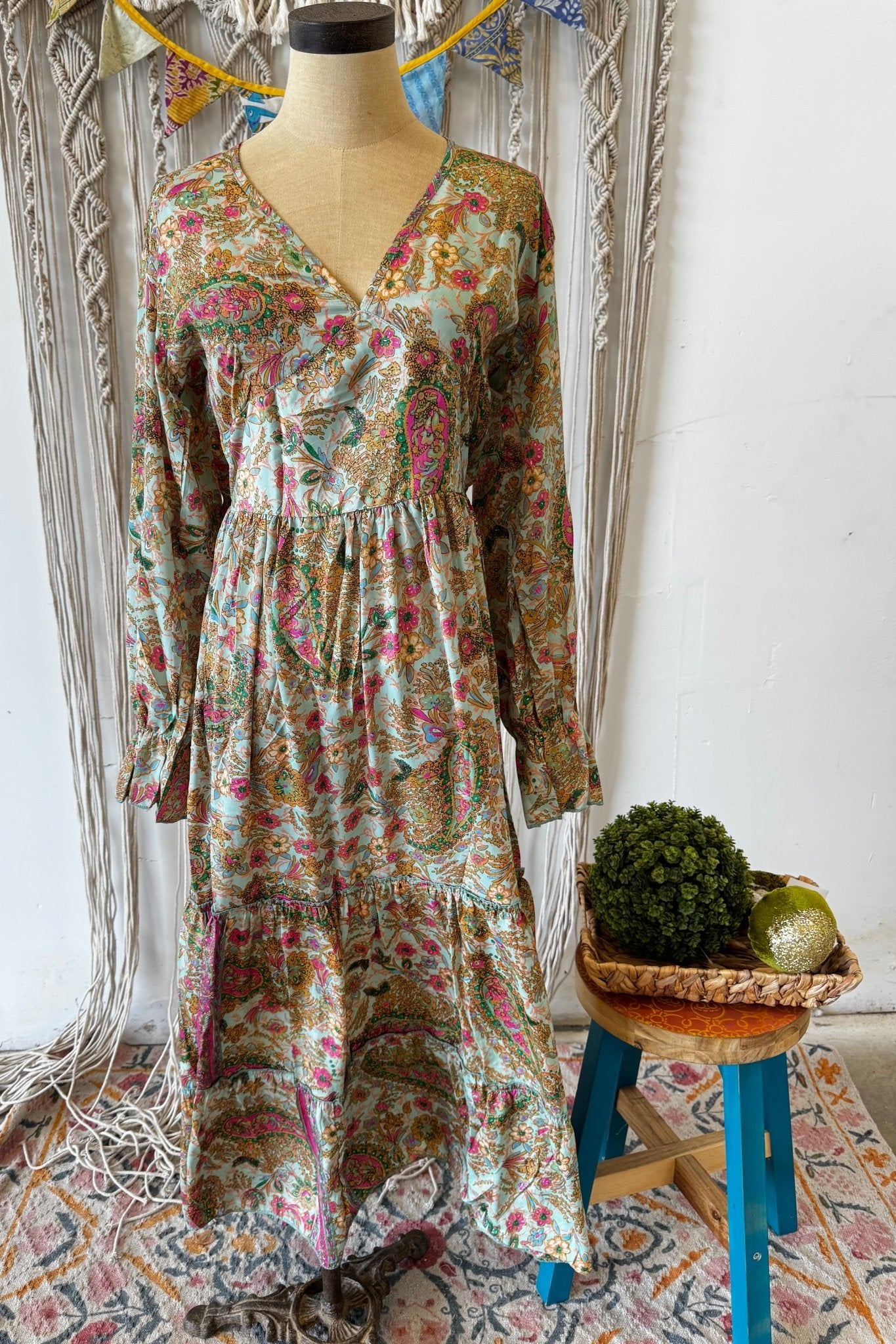 Poly Silk Button Back Dress Combo O - ivyandlavyboutique Karma Highway