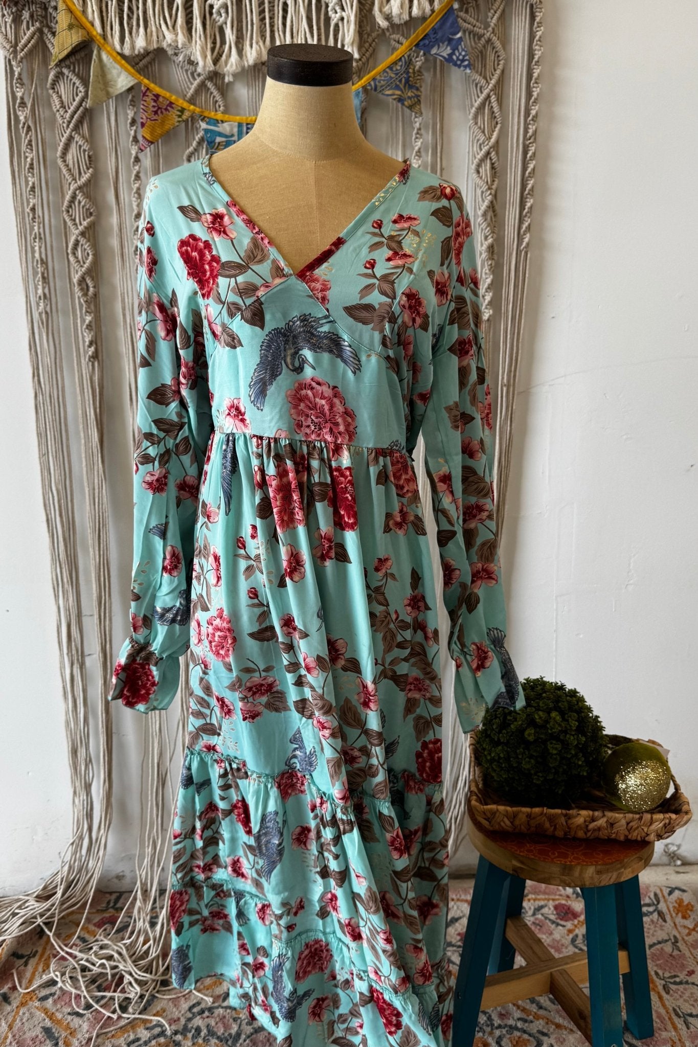 Poly Silk Button Back Dress Combo P - ivyandlavyboutique Karma Highway