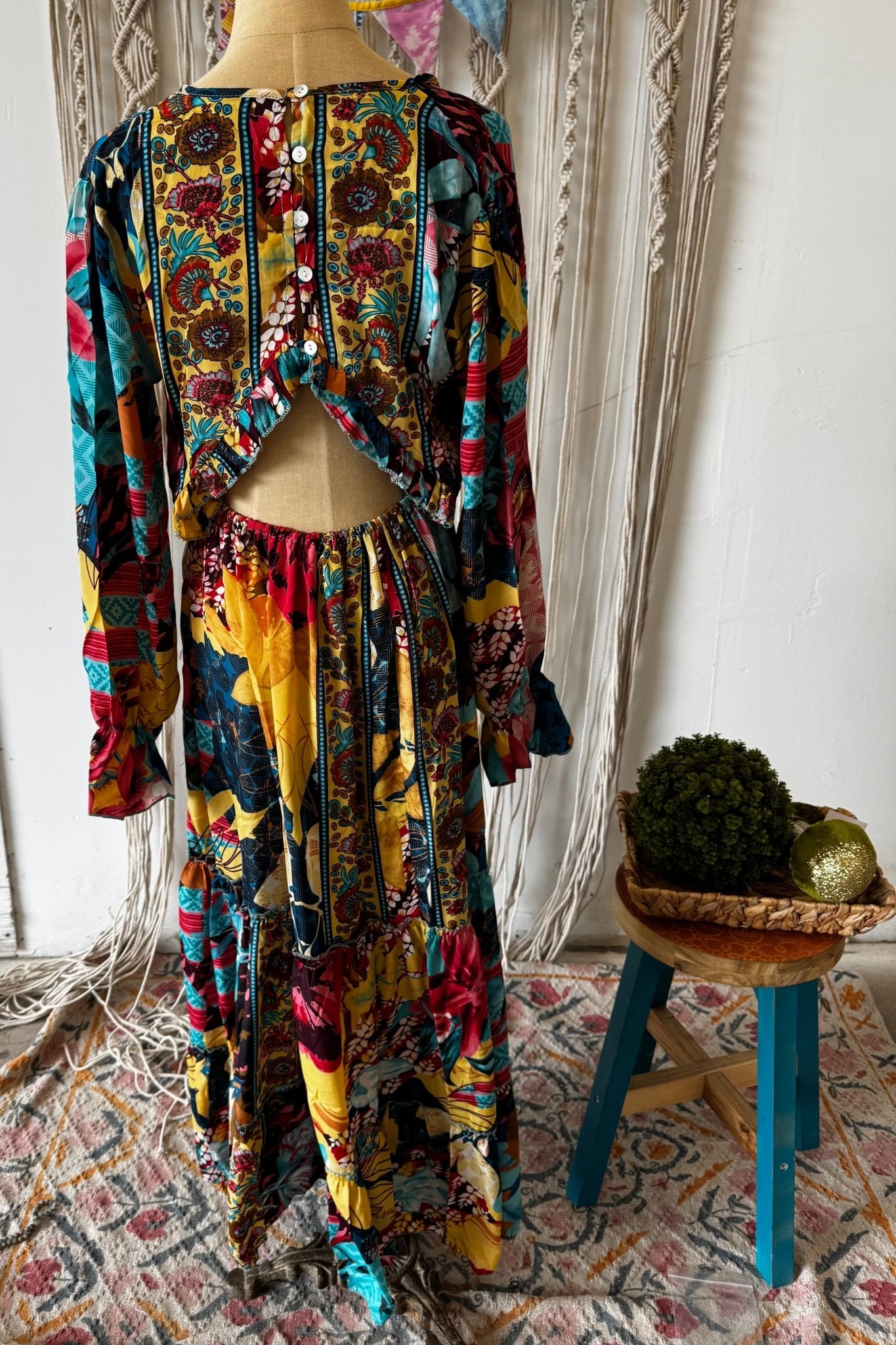 Poly Silk Button Back Dress Combo Q - ivyandlavyboutique Karma Highway