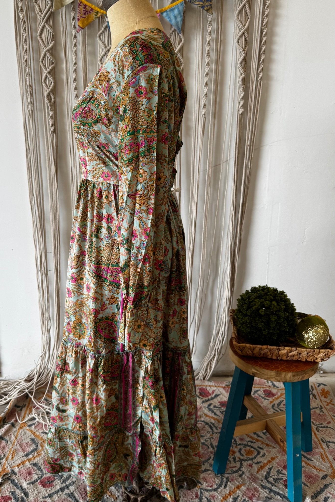 Poly Silk Button Back Dress Combo S - ivyandlavyboutique Karma Highway