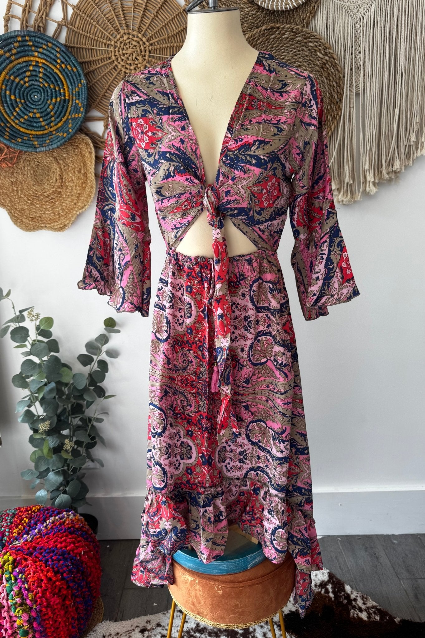 Poly Silk Front Tie Dress 10 - ivyandlavyboutique Karma Highway