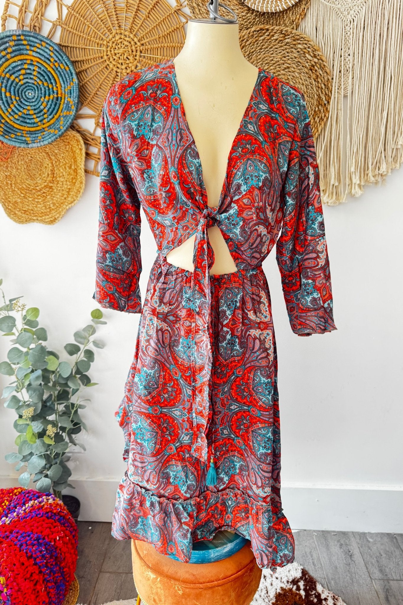 Poly Silk Front Tie Dress 3 - ivyandlavyboutique Karma Highway