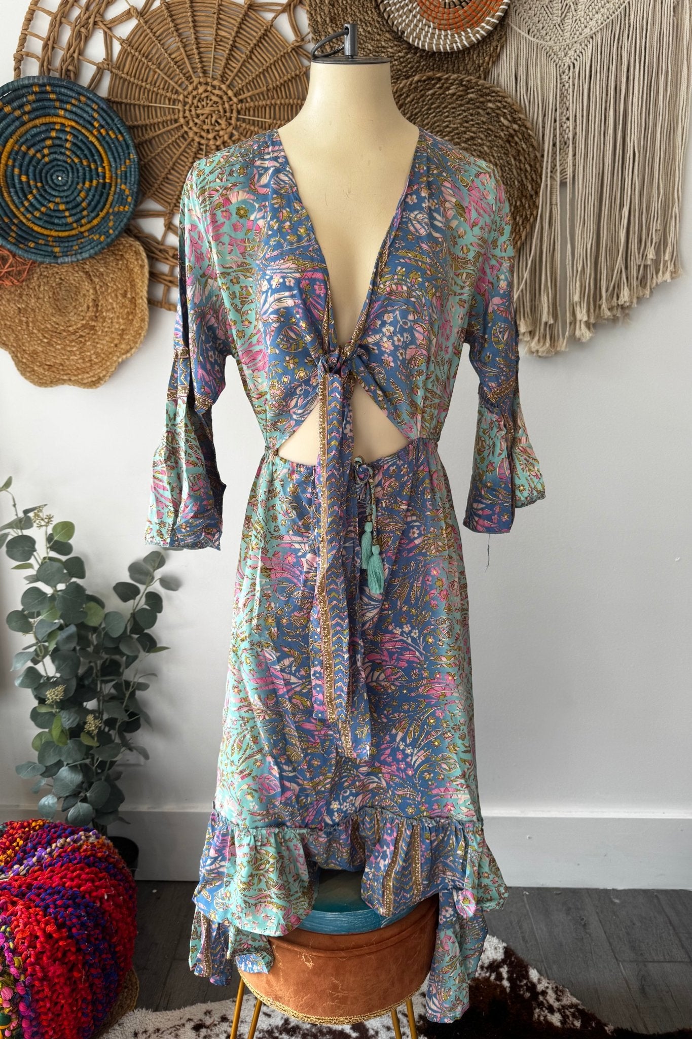 Poly Silk Front Tie Dress 5 - ivyandlavyboutique Karma Highway