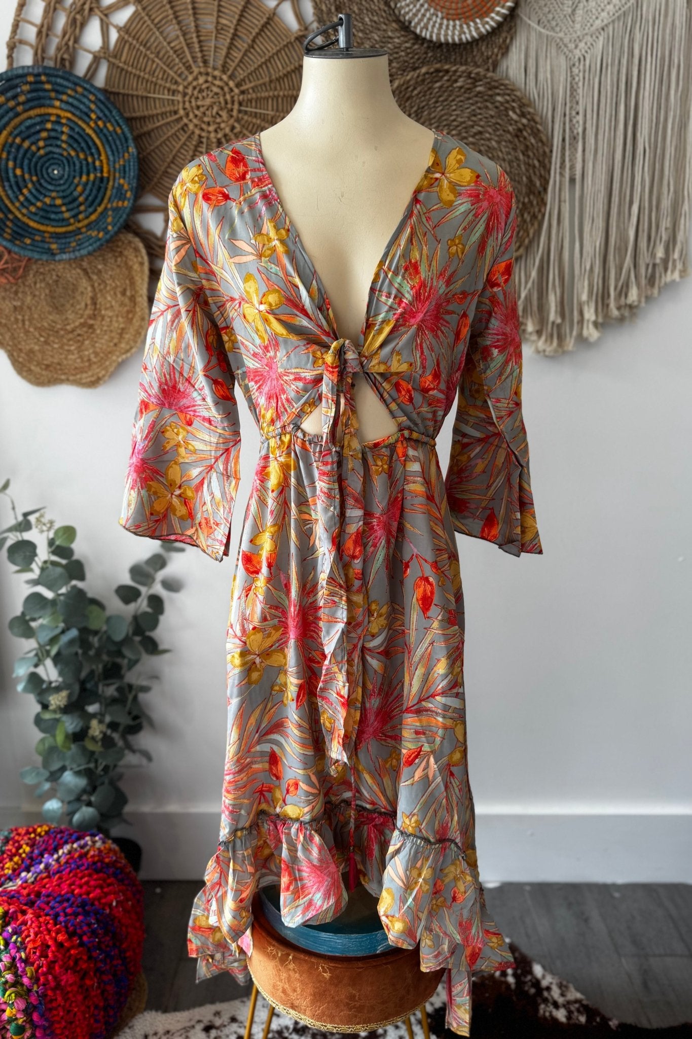 Poly Silk Front Tie Dress 6 - ivyandlavyboutique Karma Highway