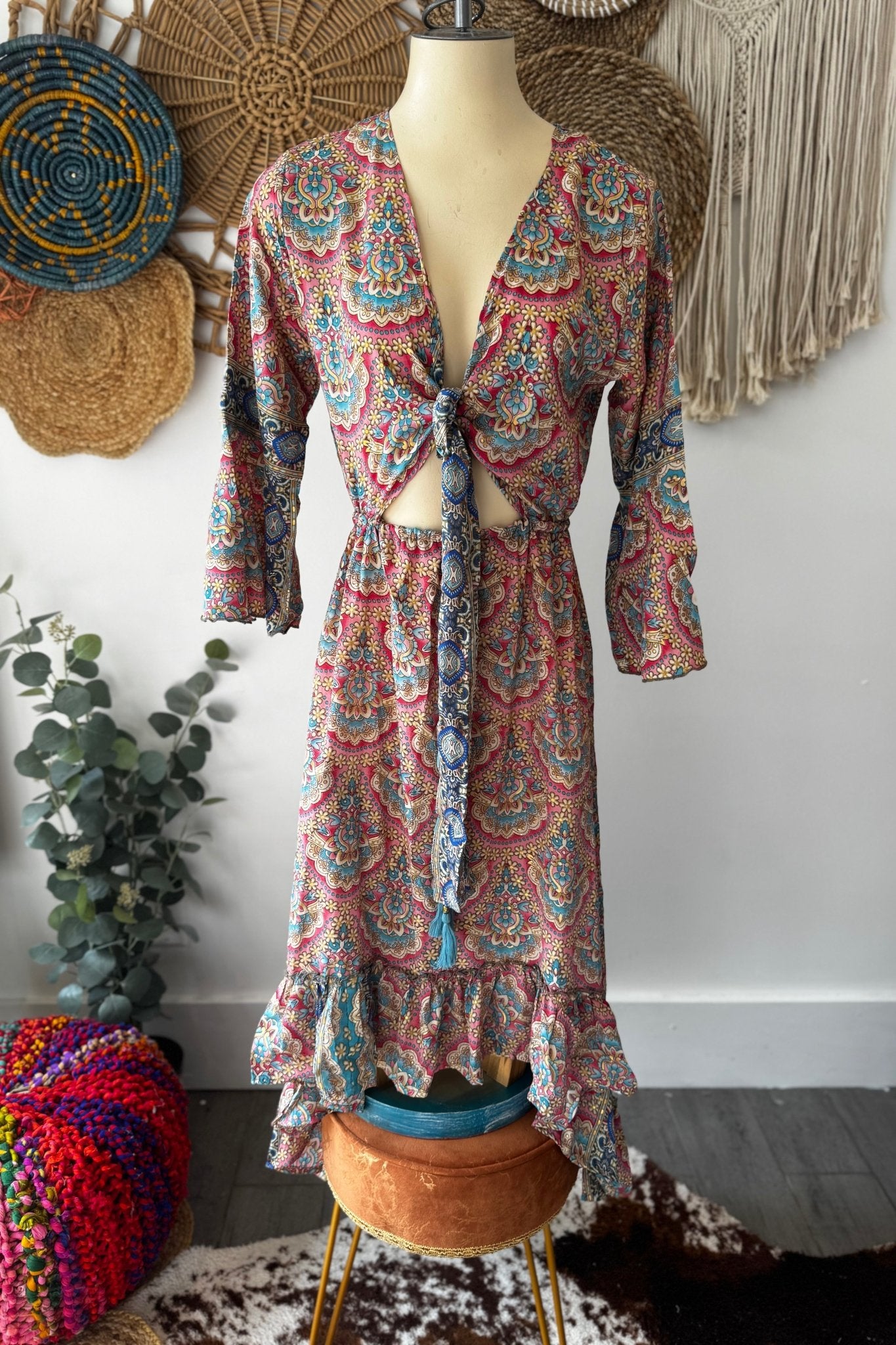 Poly Silk Front Tie Dress 8 - ivyandlavyboutique Karma Highway