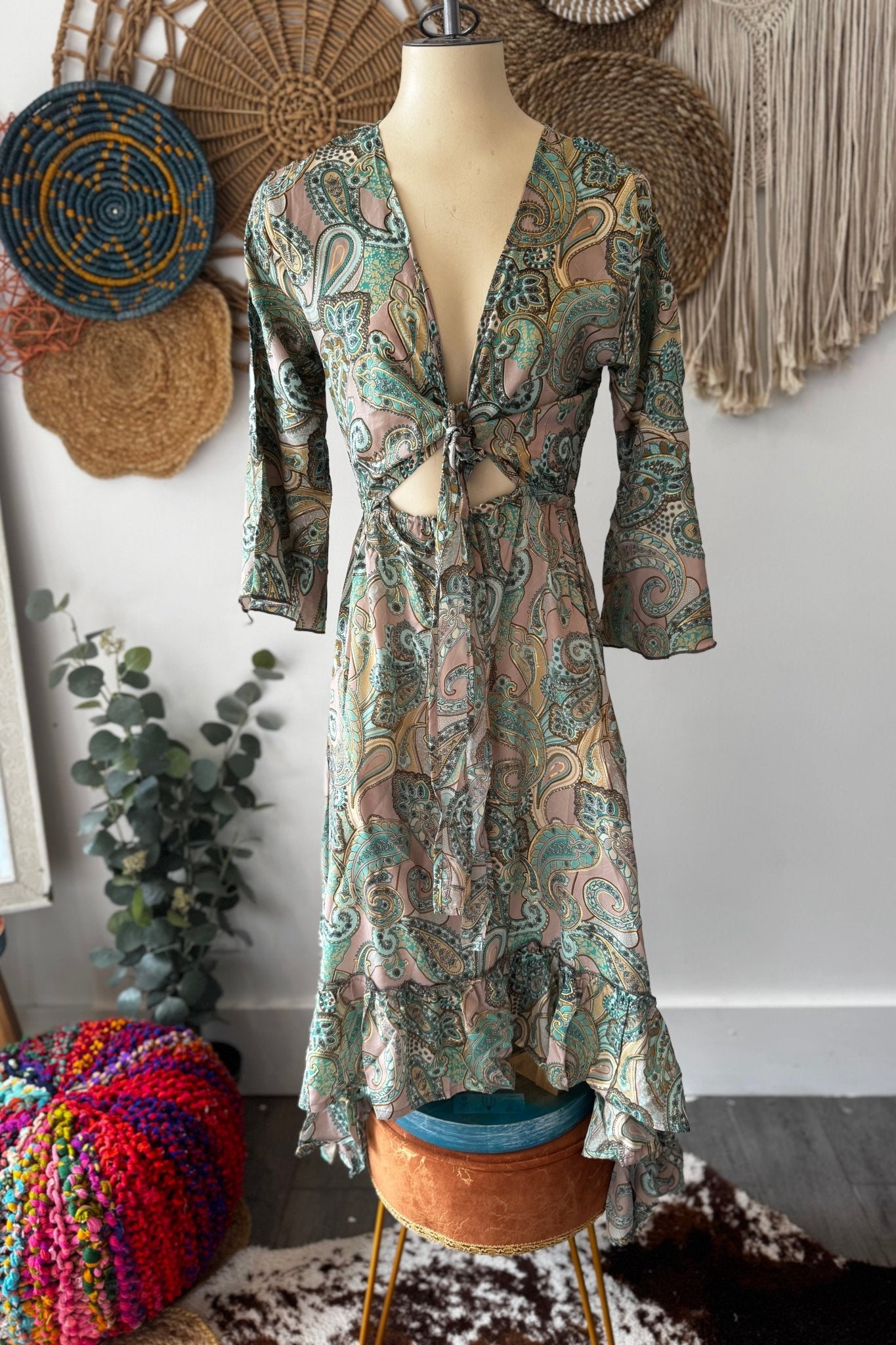 Poly Silk Front Tie Dress 9 - ivyandlavyboutique Karma Highway