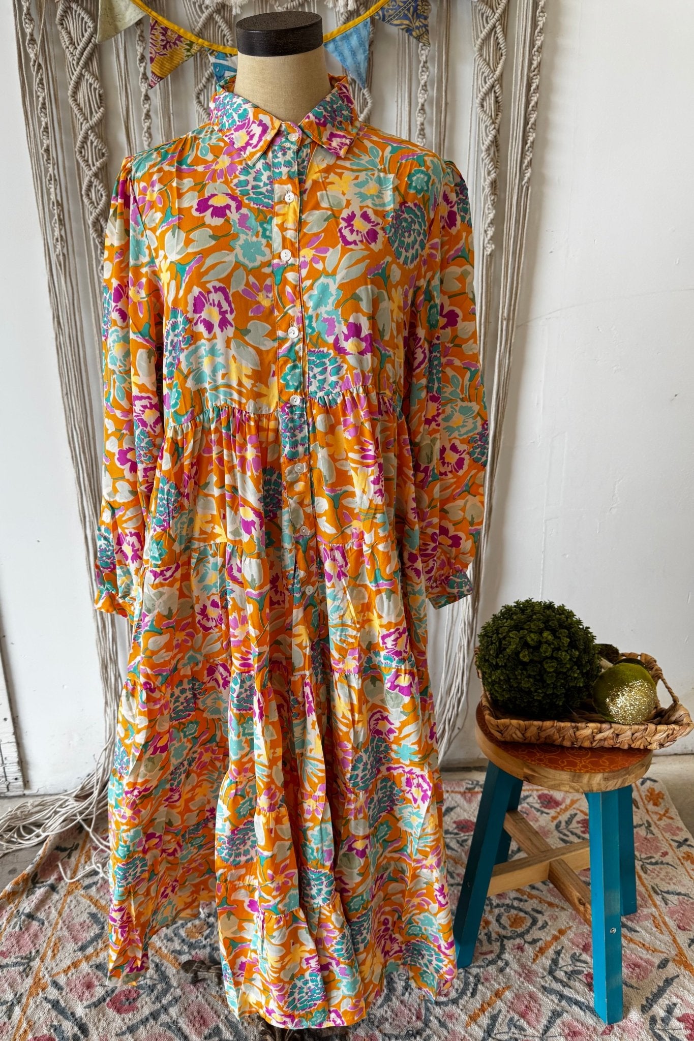 Poly Silk Long Sleeve Dress Combo E - ivyandlavyboutique Karma Highway