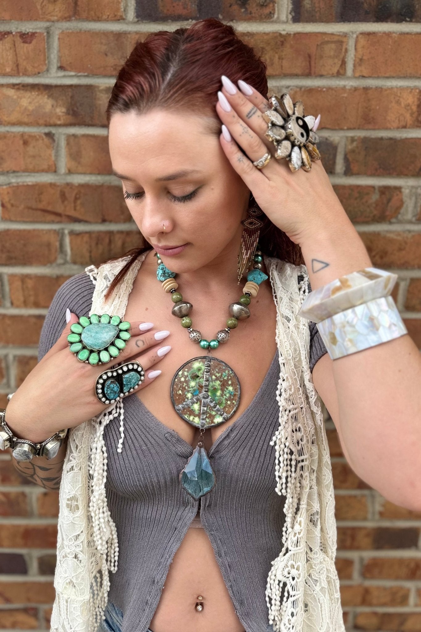 Pottery Peace Necklace - ivyandlavyboutique Gypsy South
