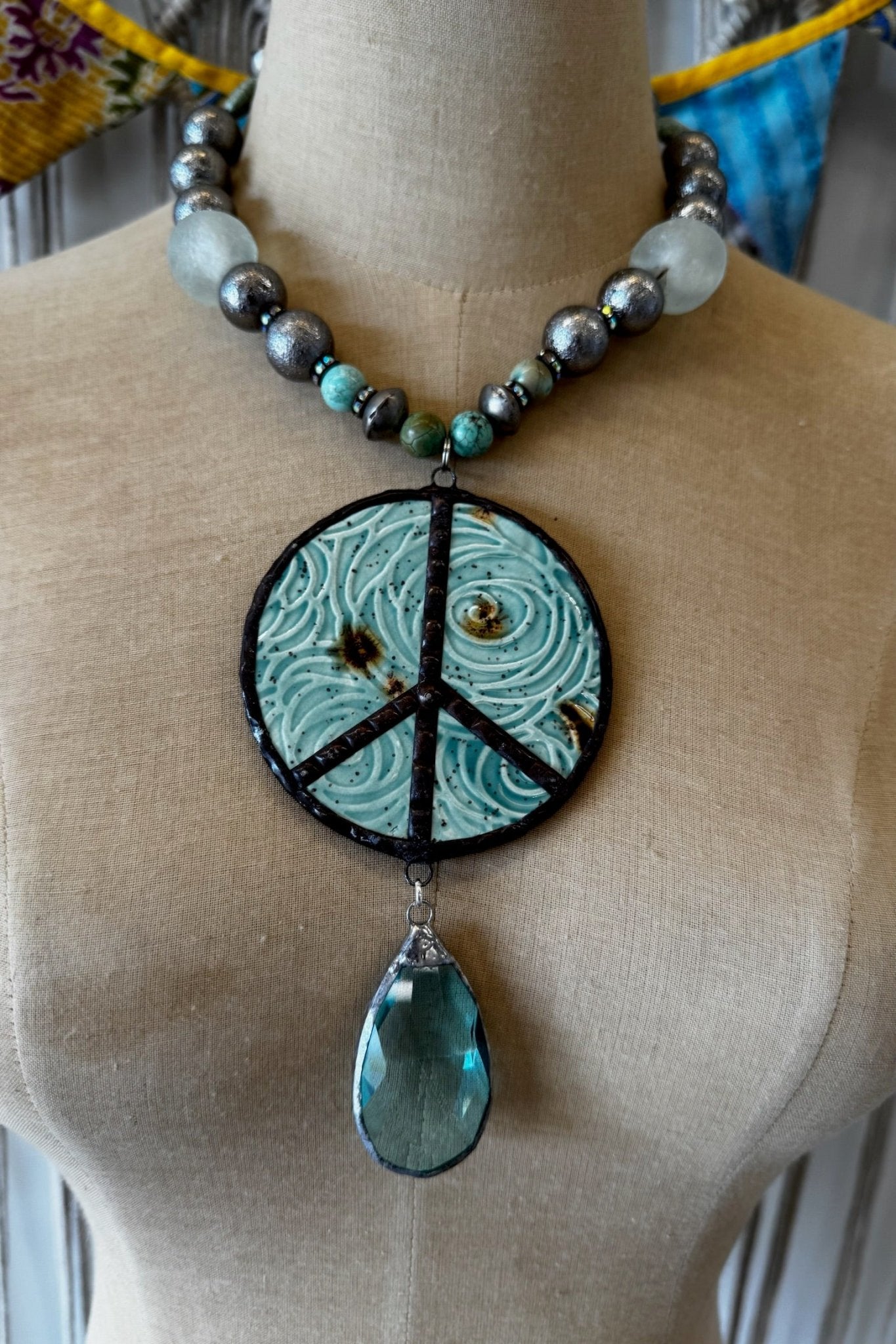 Pottery Peace Necklace Style 2 - ivyandlavyboutique Gypsy South