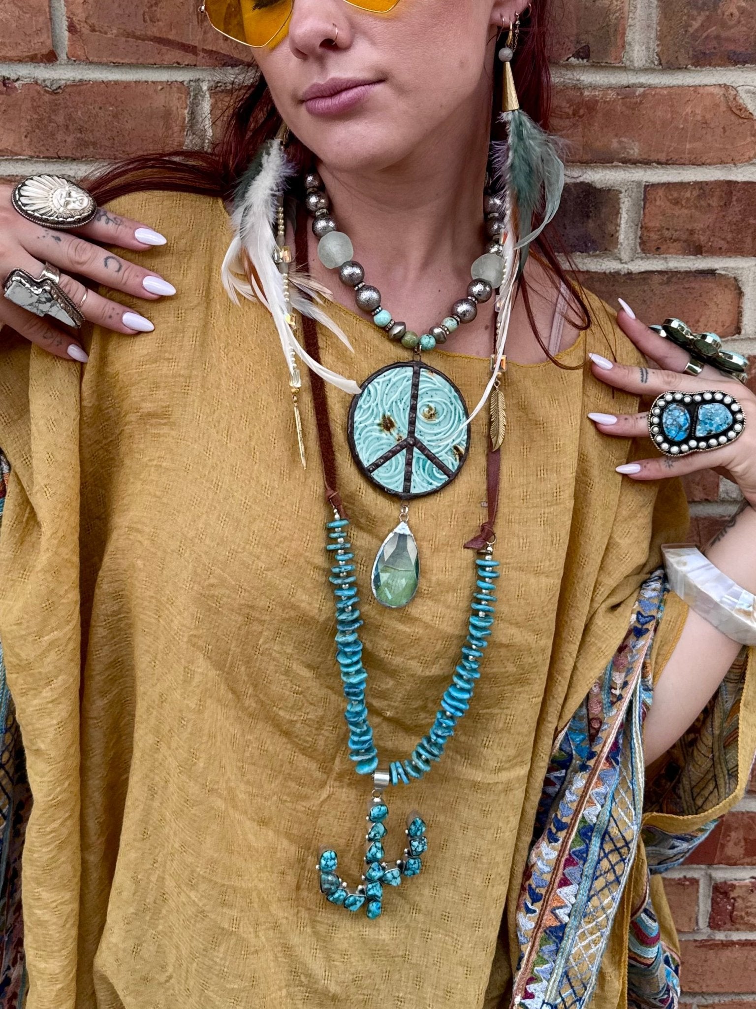 Pottery Peace Necklace Style 2 - ivyandlavyboutique Gypsy South
