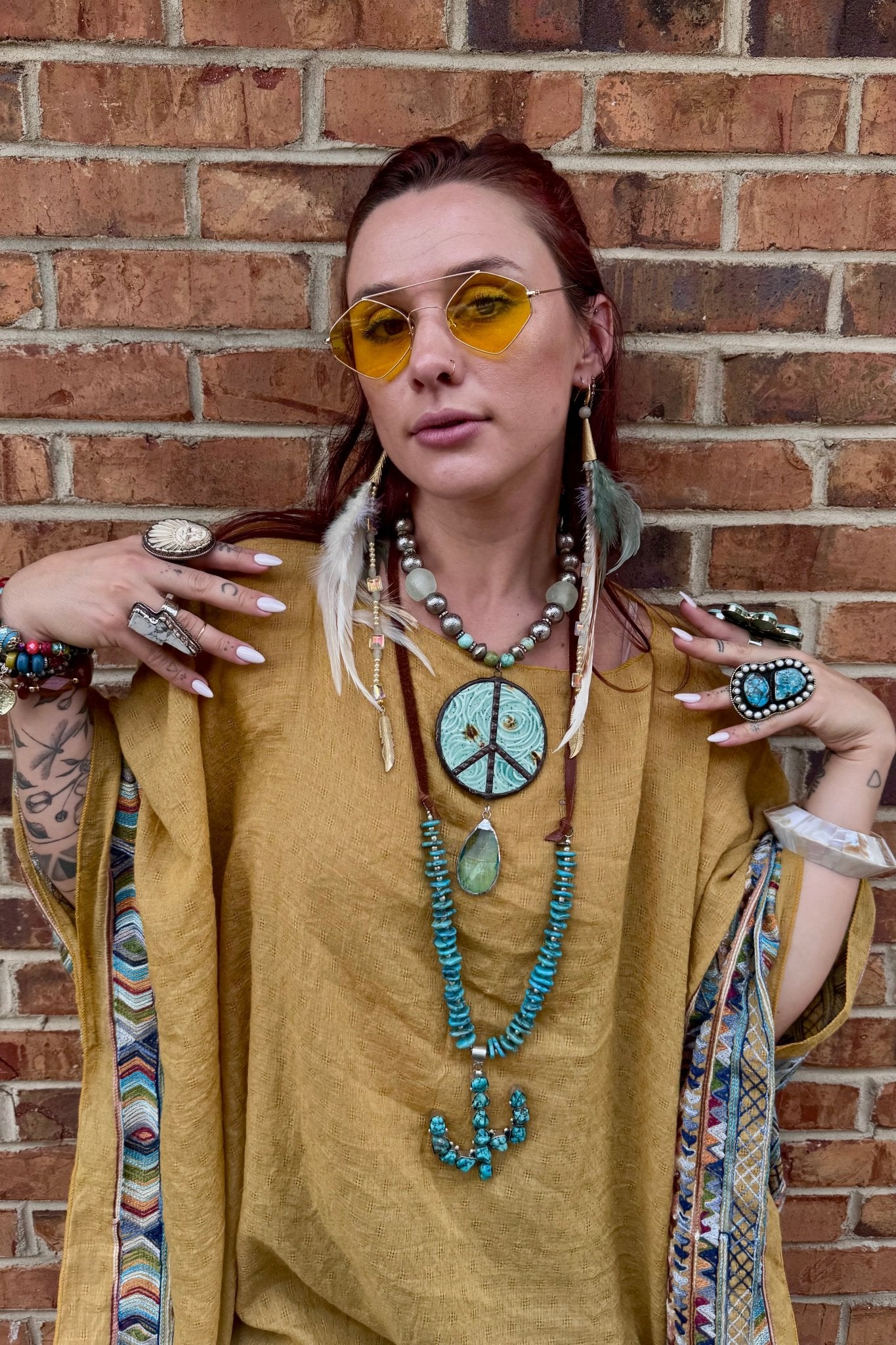 Pottery Peace Necklace Style 2 - ivyandlavyboutique Gypsy South