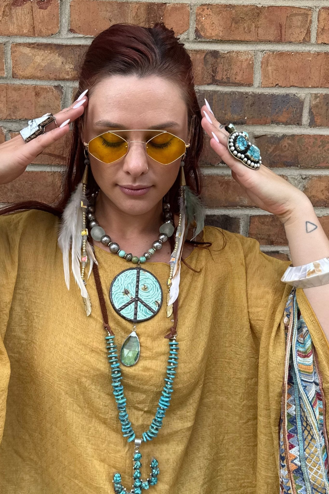 Pottery Peace Necklace Style 2 - ivyandlavyboutique Gypsy South