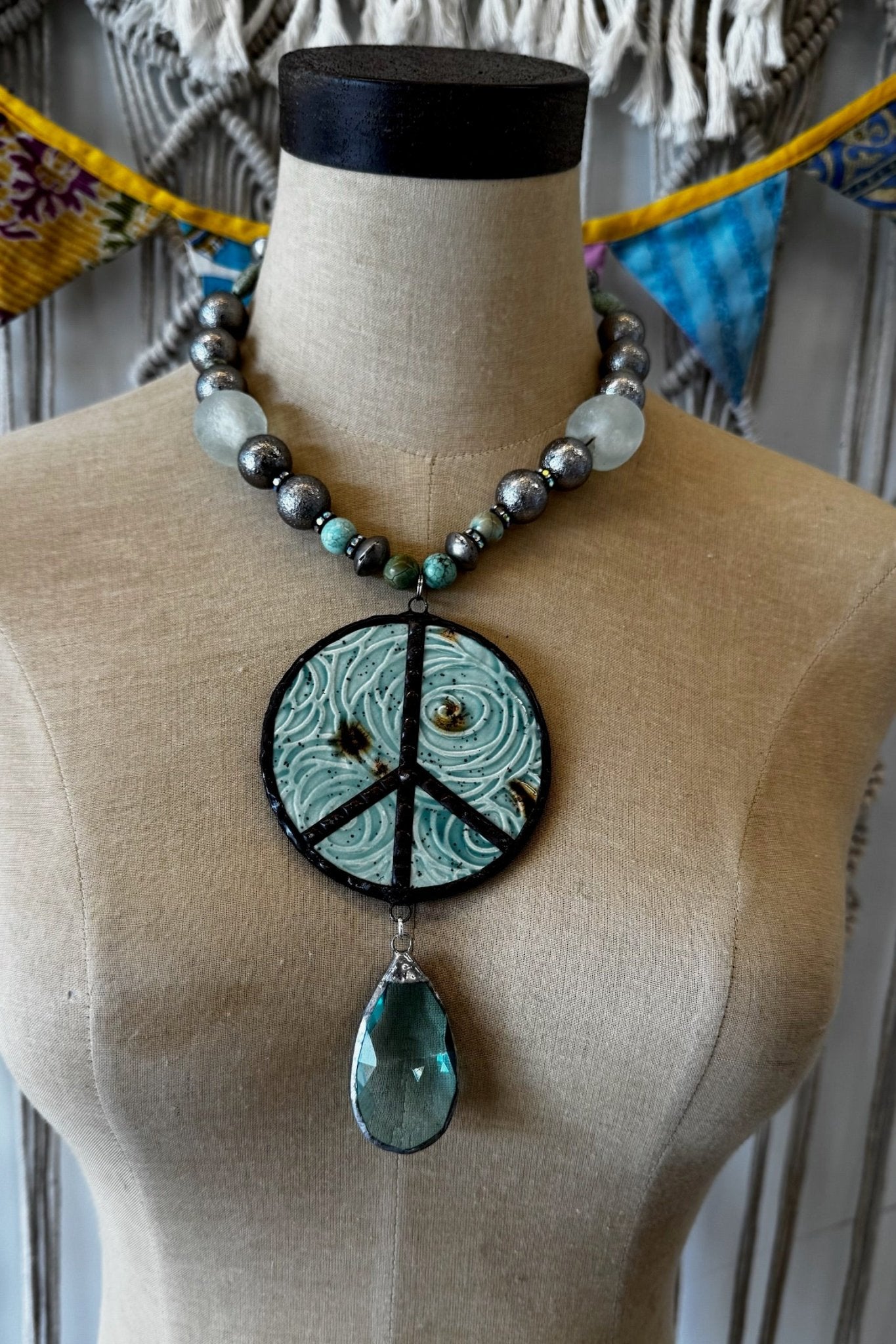 Pottery Peace Necklace Style 2 - ivyandlavyboutique Gypsy South