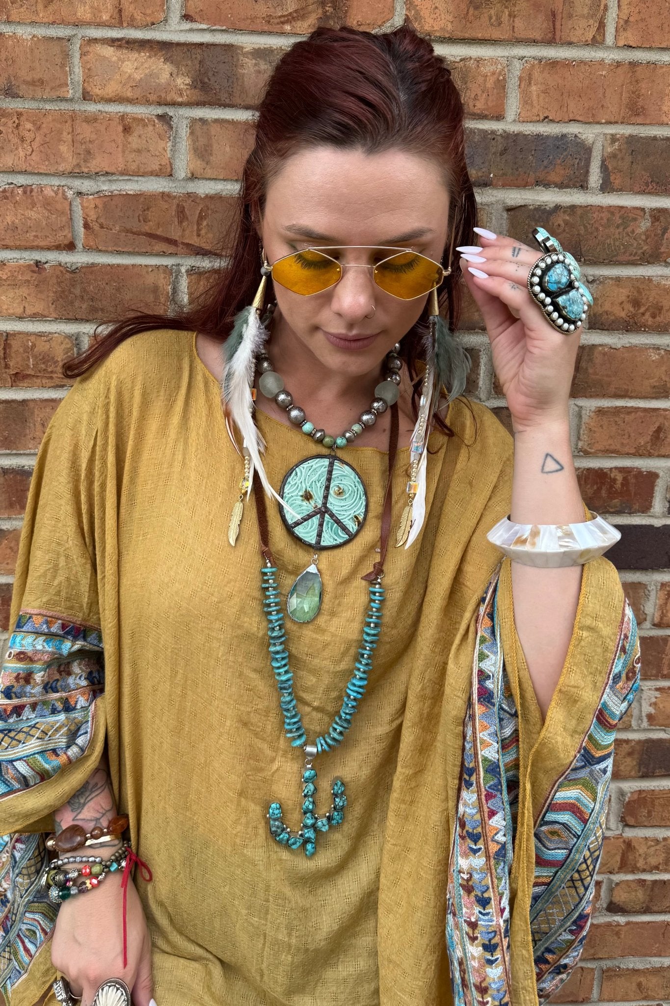 Pottery Peace Necklace Style 2 - ivyandlavyboutique Gypsy South