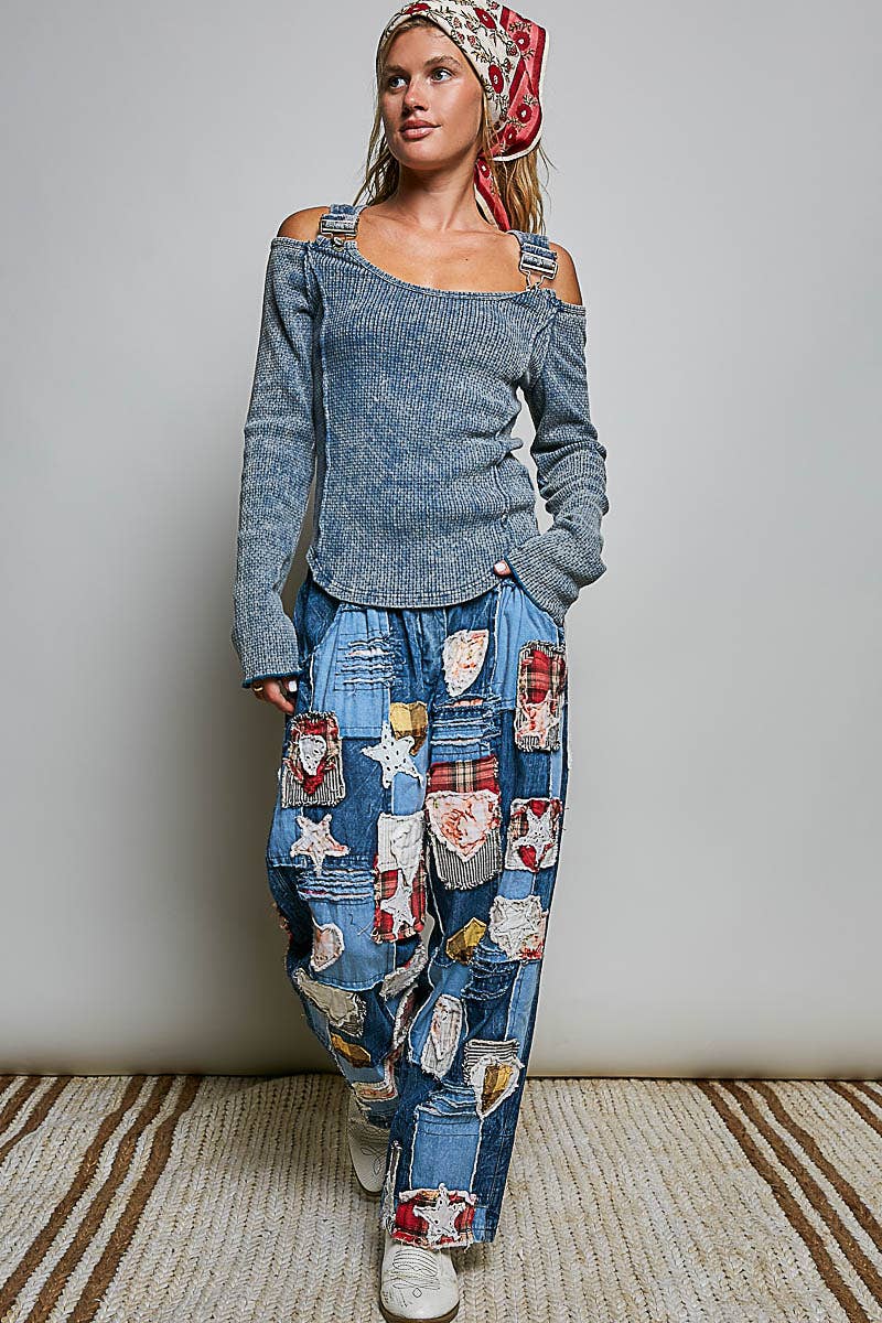Preorder - October Shipping - Vintage Washing Solid Buckle Open Shoulder Knit Thermal Top - ivyandlavyboutique Pol Clothing