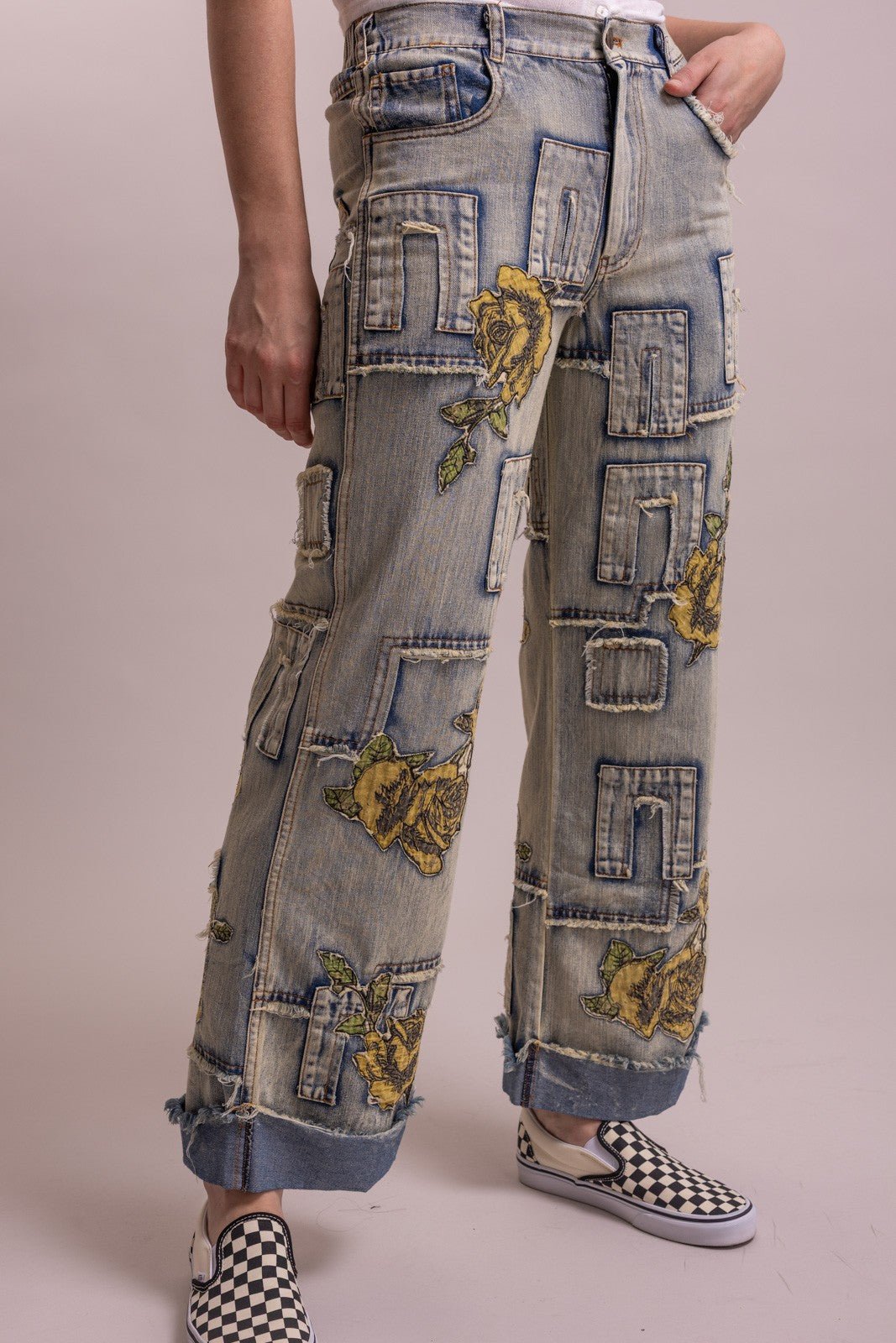 Preorder Shipping 12/15 - Floral Patchwork Straight Leg Pant - ivyandlavyboutique Blue Velvet