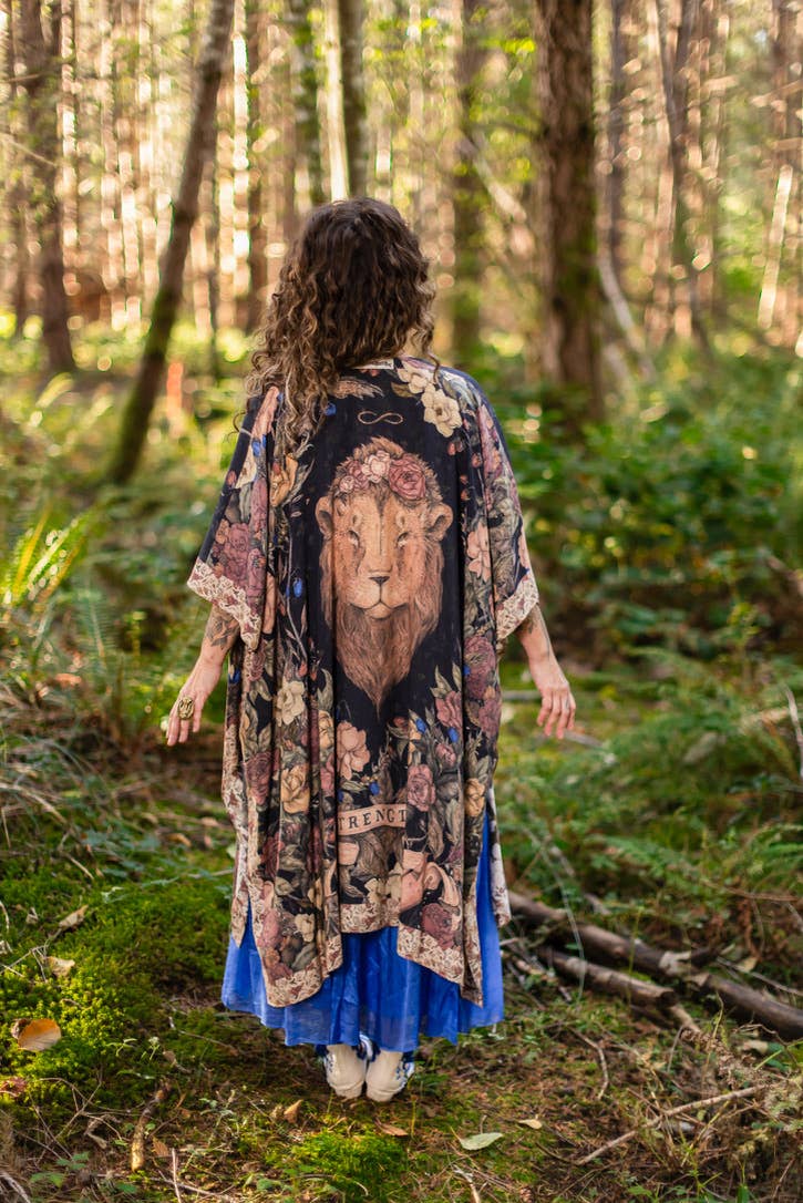 Preorder Ships In November Lionheart Bohemian Goddess Starduster Kimono with botanicals - Boho Wanderlust Boutique Market of Stars (USA)