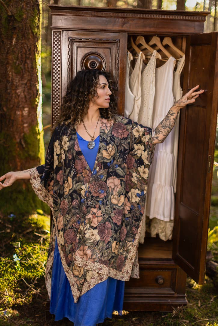 Preorder Ships In November Lionheart Bohemian Goddess Starduster Kimono with botanicals - Boho Wanderlust Boutique Market of Stars (USA)