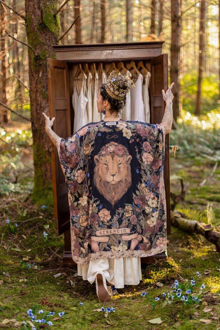 Preorder Ships In November Lionheart Bohemian Goddess Starduster Kimono with botanicals - Boho Wanderlust Boutique Market of Stars (USA)