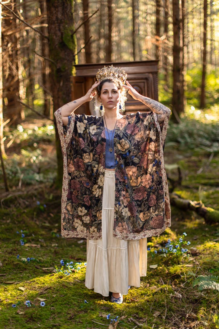 Preorder Ships In November Lionheart Bohemian Goddess Starduster Kimono with botanicals - Boho Wanderlust Boutique Market of Stars (USA)