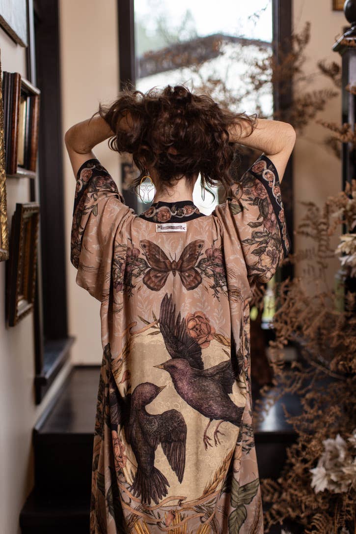 Preorder Ships in November Momento Opera Duster Kimono Robe w/ Starling & Skull - Boho Wanderlust Boutique Market of Stars (USA)