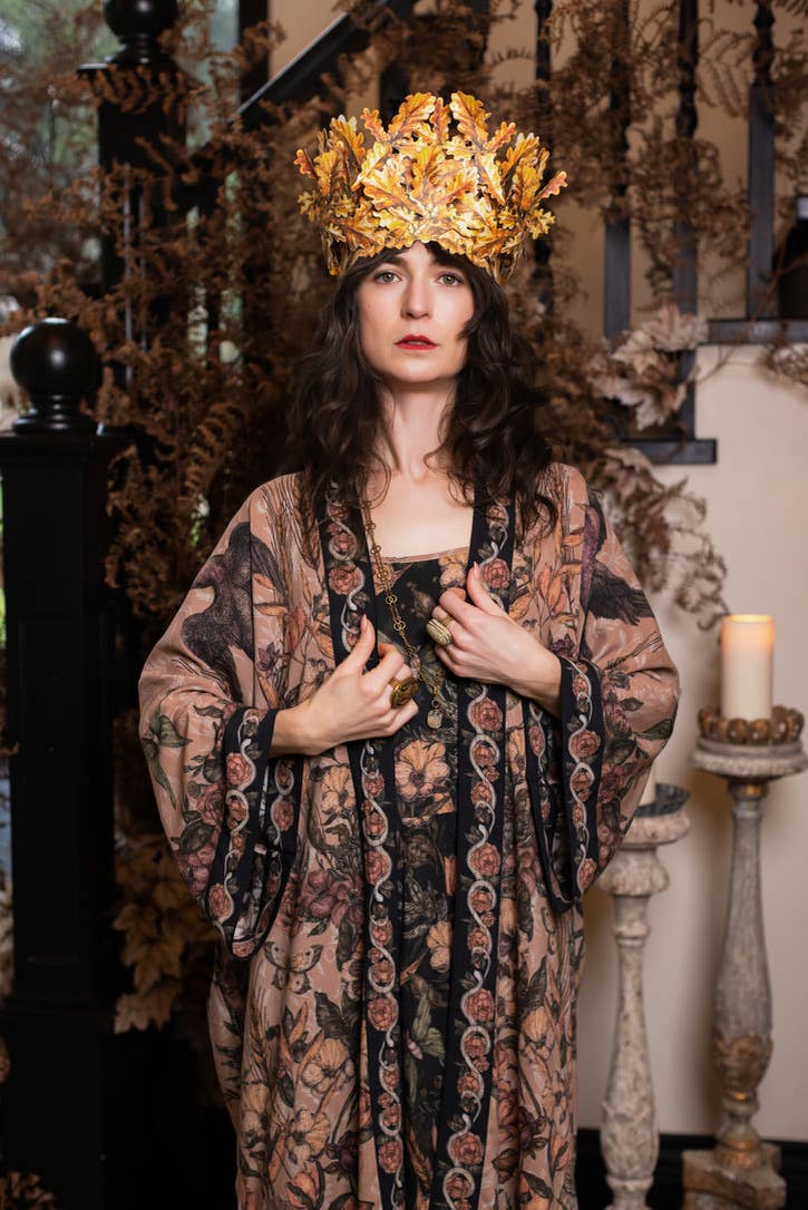 Preorder Ships in November Momento Opera Duster Kimono Robe w/ Starling & Skull - Boho Wanderlust Boutique Market of Stars (USA)