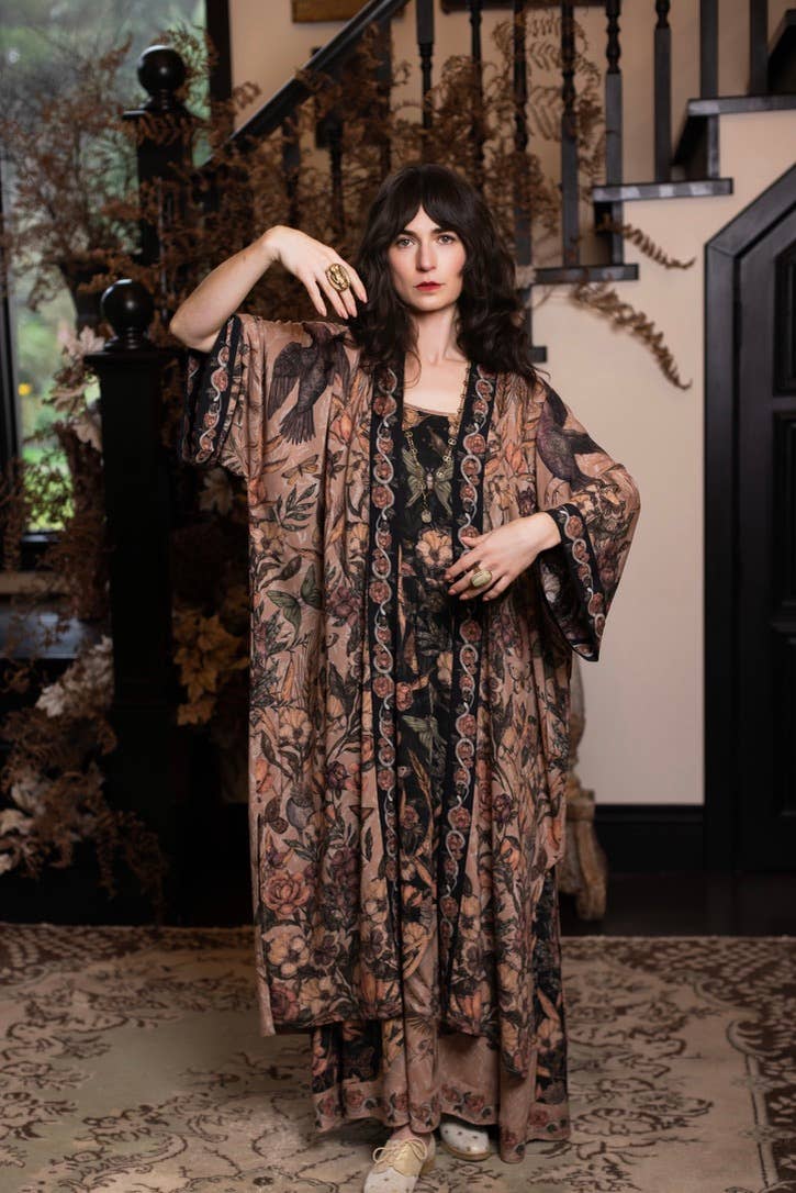 Preorder Ships in November Momento Opera Duster Kimono Robe w/ Starling & Skull - Boho Wanderlust Boutique Market of Stars (USA)