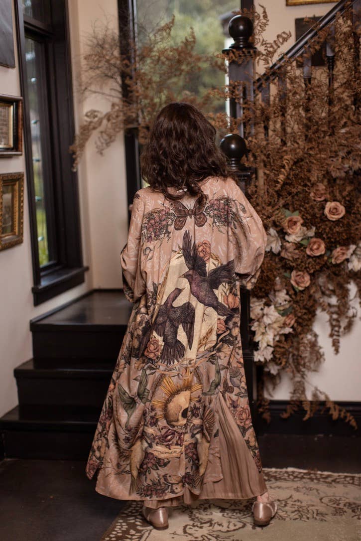Preorder Ships in November Momento Opera Duster Kimono Robe w/ Starling & Skull - Boho Wanderlust Boutique Market of Stars (USA)