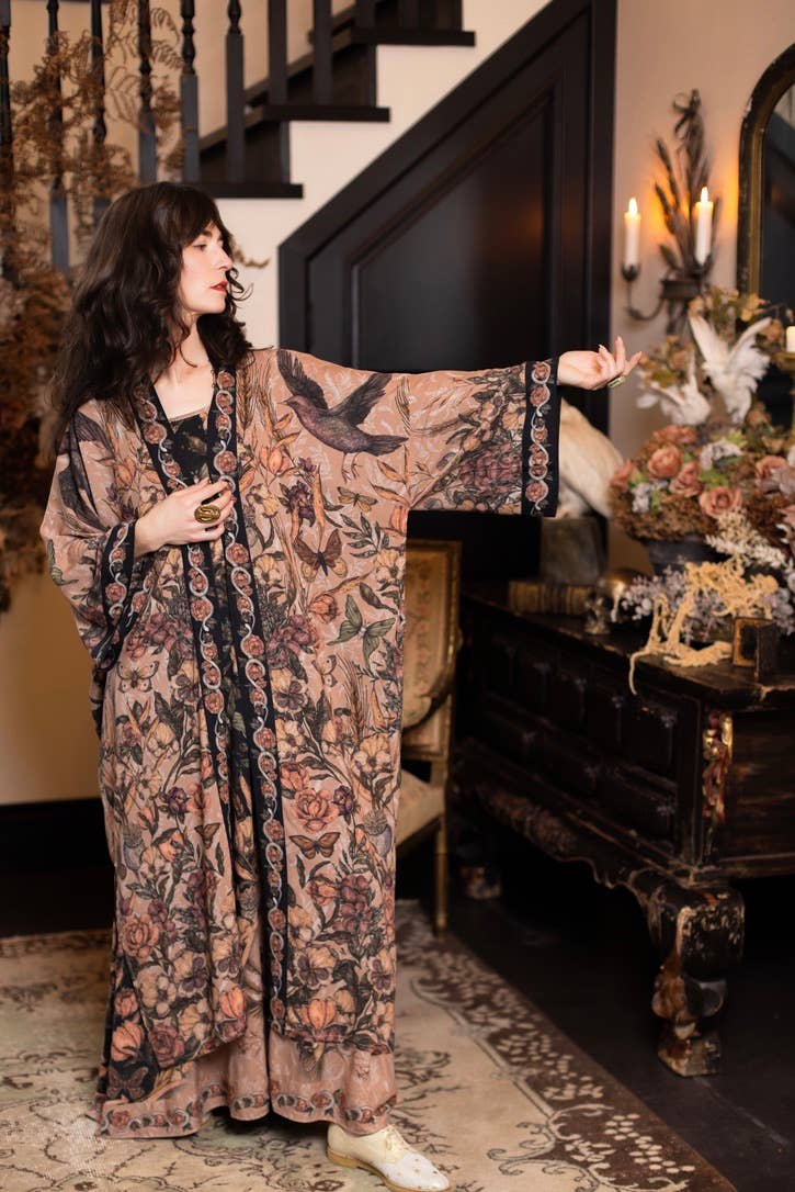 Preorder Ships in November Momento Opera Duster Kimono Robe w/ Starling & Skull - Boho Wanderlust Boutique Market of Stars (USA)