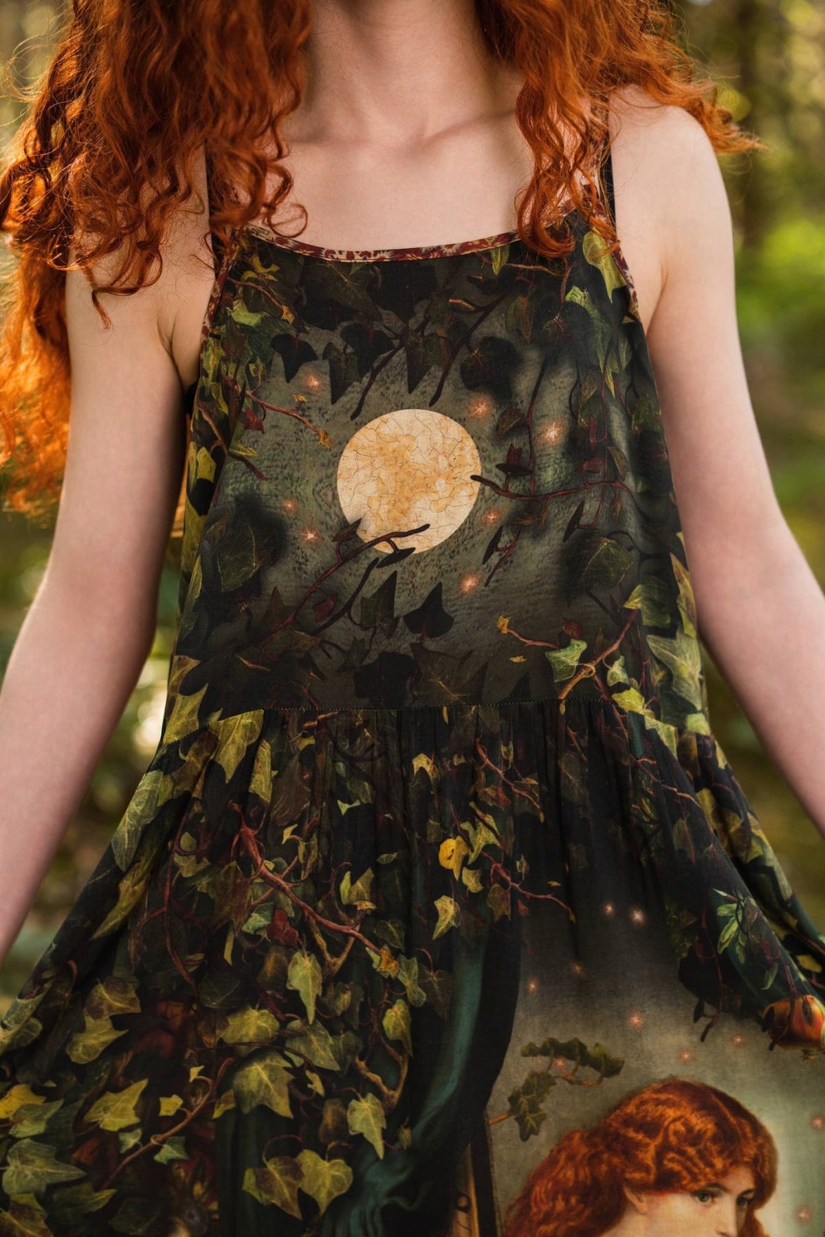 Preorder Ships in November Solstice Bohéme Long Maxi Slip Dress w/ Persephone and Moon - Boho Wanderlust Boutique Market of Stars (USA)