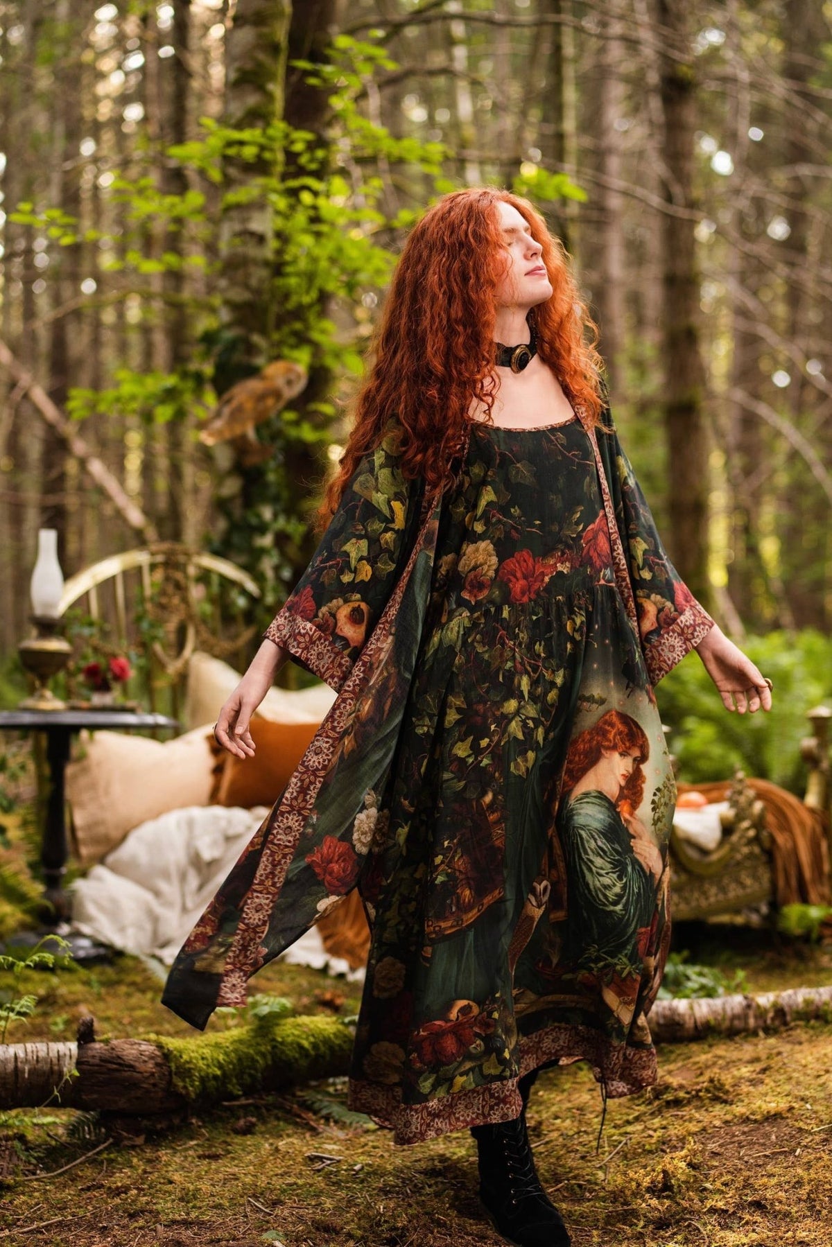 Preorder Ships in November Solstice Bohéme Long Maxi Slip Dress w/ Persephone and Moon - Boho Wanderlust Boutique Market of Stars (USA)