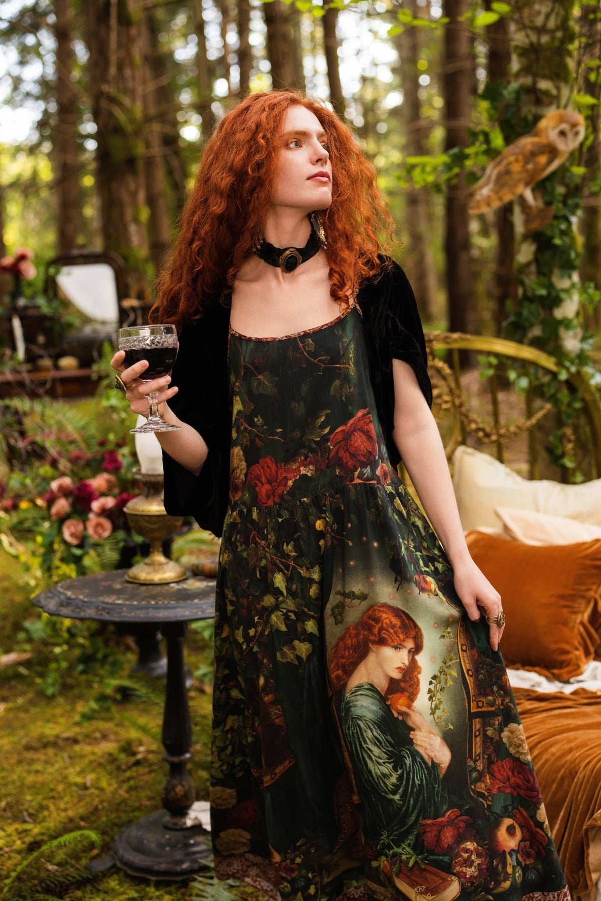 Preorder Ships in November Solstice Bohéme Long Maxi Slip Dress w/ Persephone and Moon - Boho Wanderlust Boutique Market of Stars (USA)