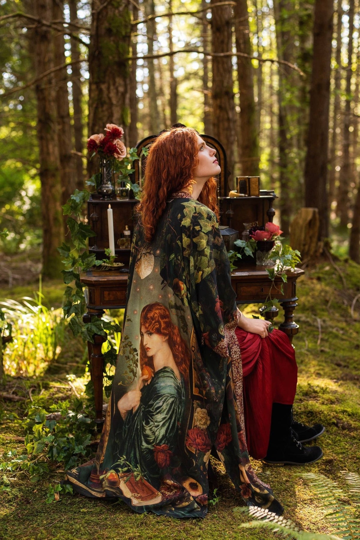 Preorder Ships In November Solstice Opera Duster Kimono Robe ft. Persephone, Moon & Owl - Boho Wanderlust Boutique Market of Stars (USA)