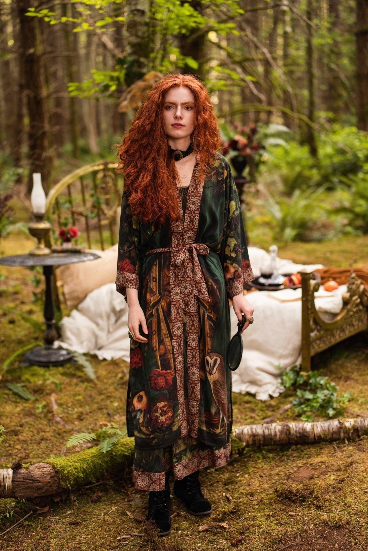Preorder Ships In November Solstice Opera Duster Kimono Robe ft. Persephone, Moon & Owl - Boho Wanderlust Boutique Market of Stars (USA)