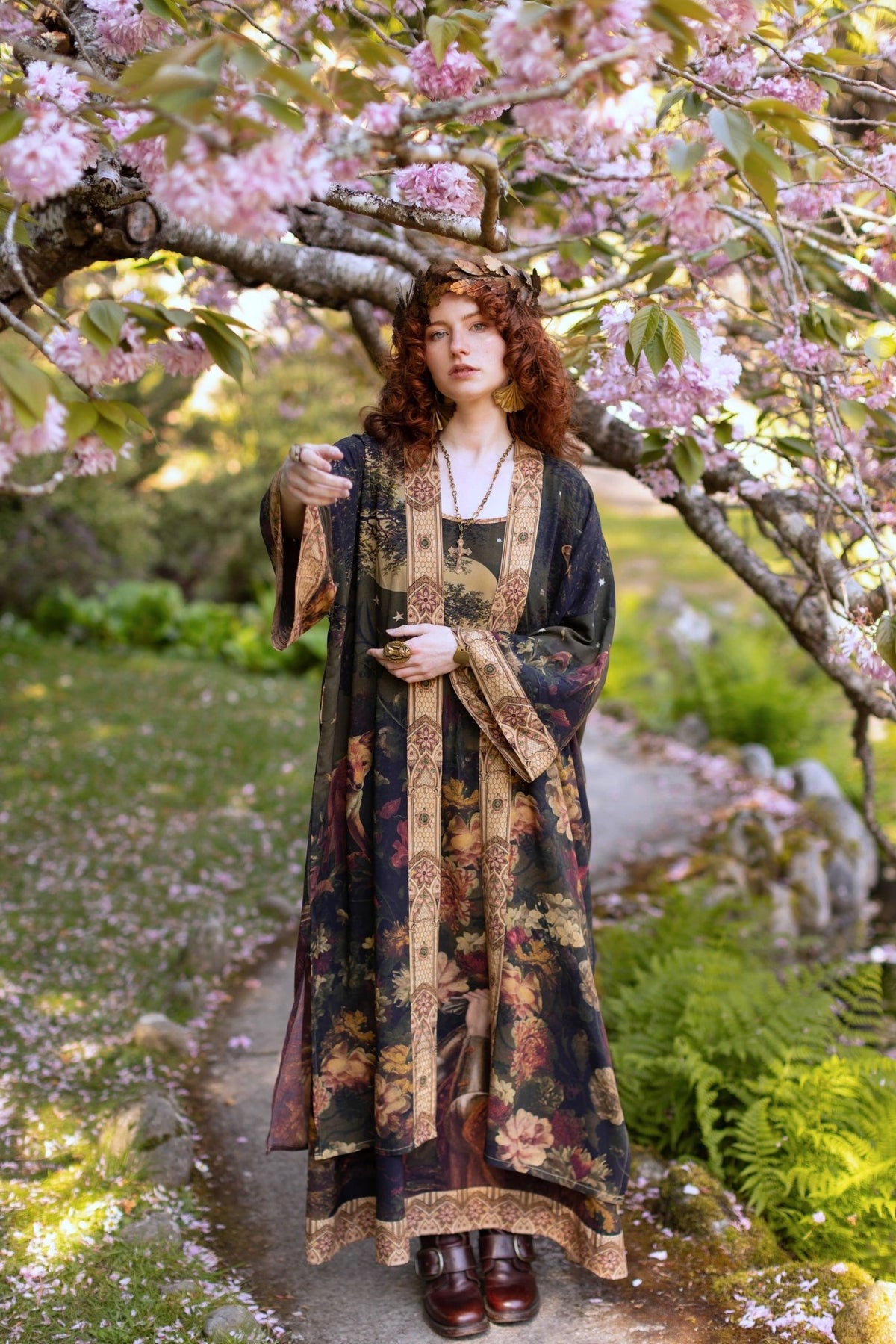 Preorder Ships in November The Messenger Opera Duster Robe w/ Joan of Arc & Florals - Boho Wanderlust Boutique Market of Stars (USA)