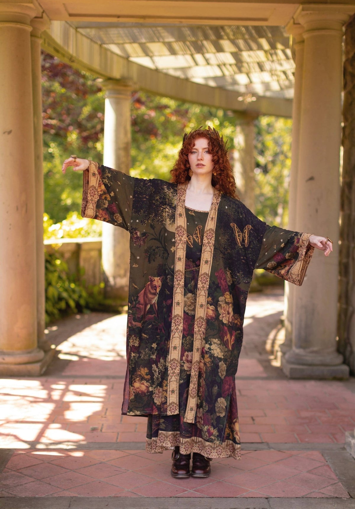 Preorder Ships in November The Messenger Opera Duster Robe w/ Joan of Arc & Florals - Boho Wanderlust Boutique Market of Stars (USA)