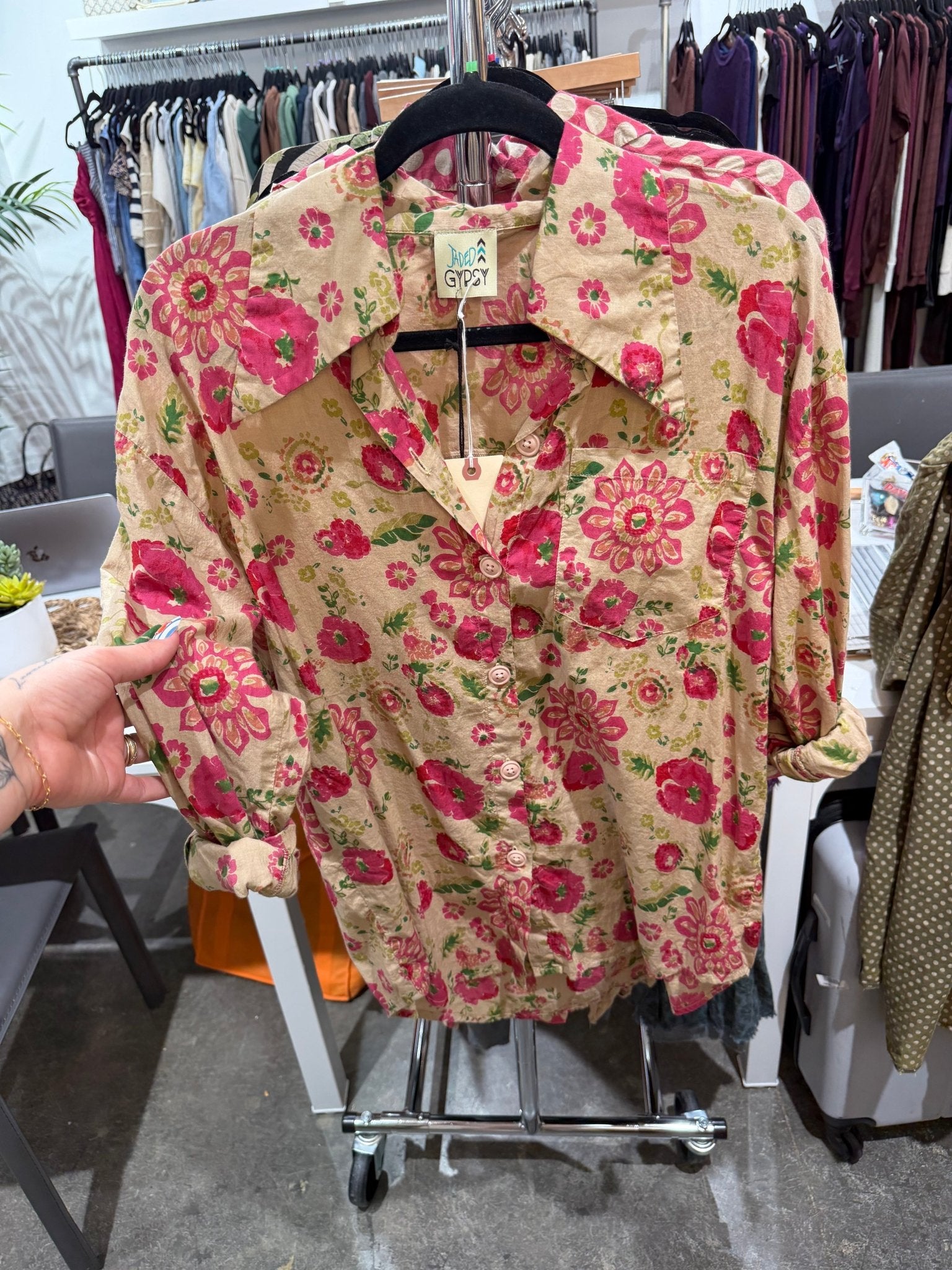 Preorder - To The Point Floral Garden Shirt - Shipping Mid July - ivyandlavyboutique Jaded Gypsy